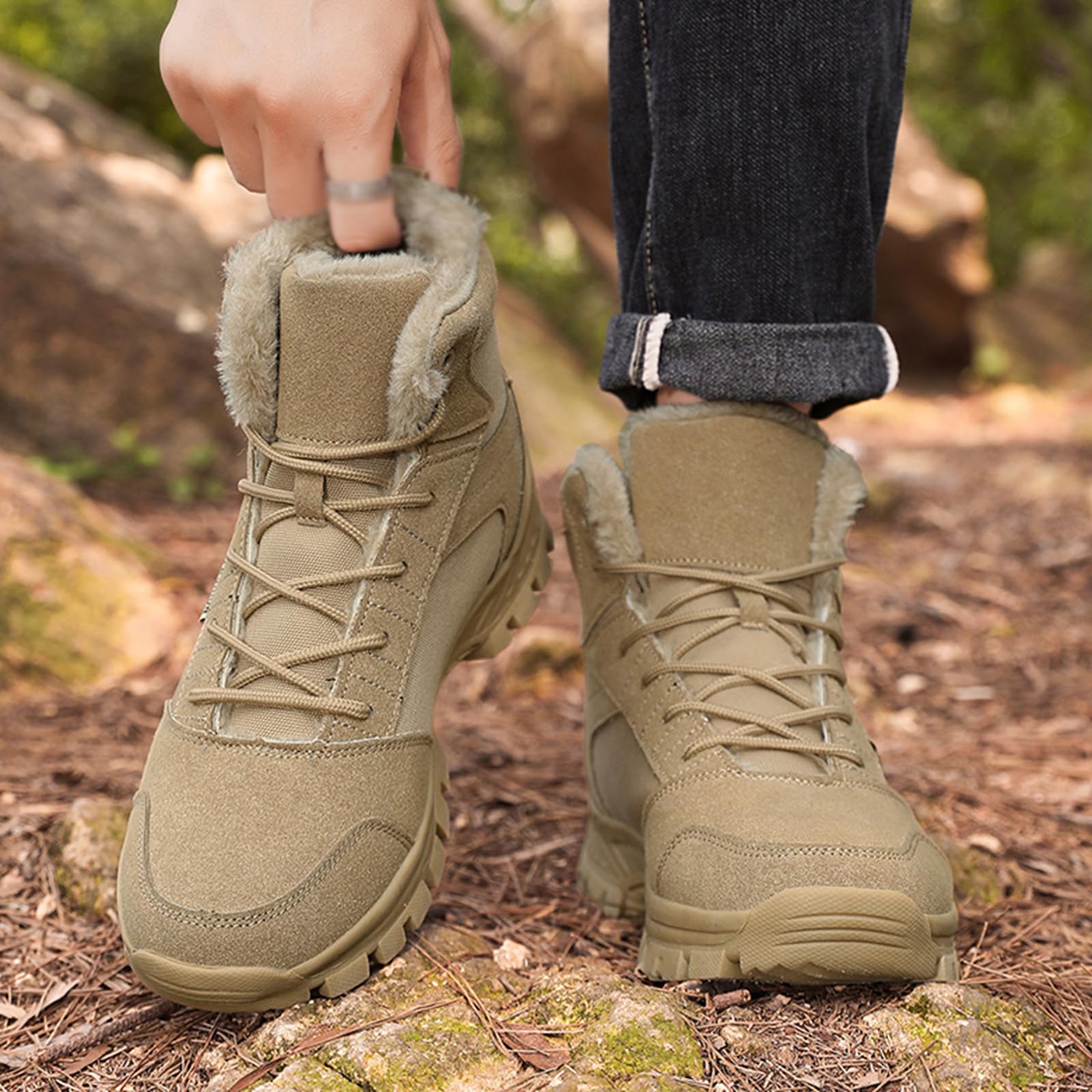 Onewus Moda męska i damska, uniwersalne buty śniegowe, zimowe buty taktyczne, trwałe buty trekkingowe