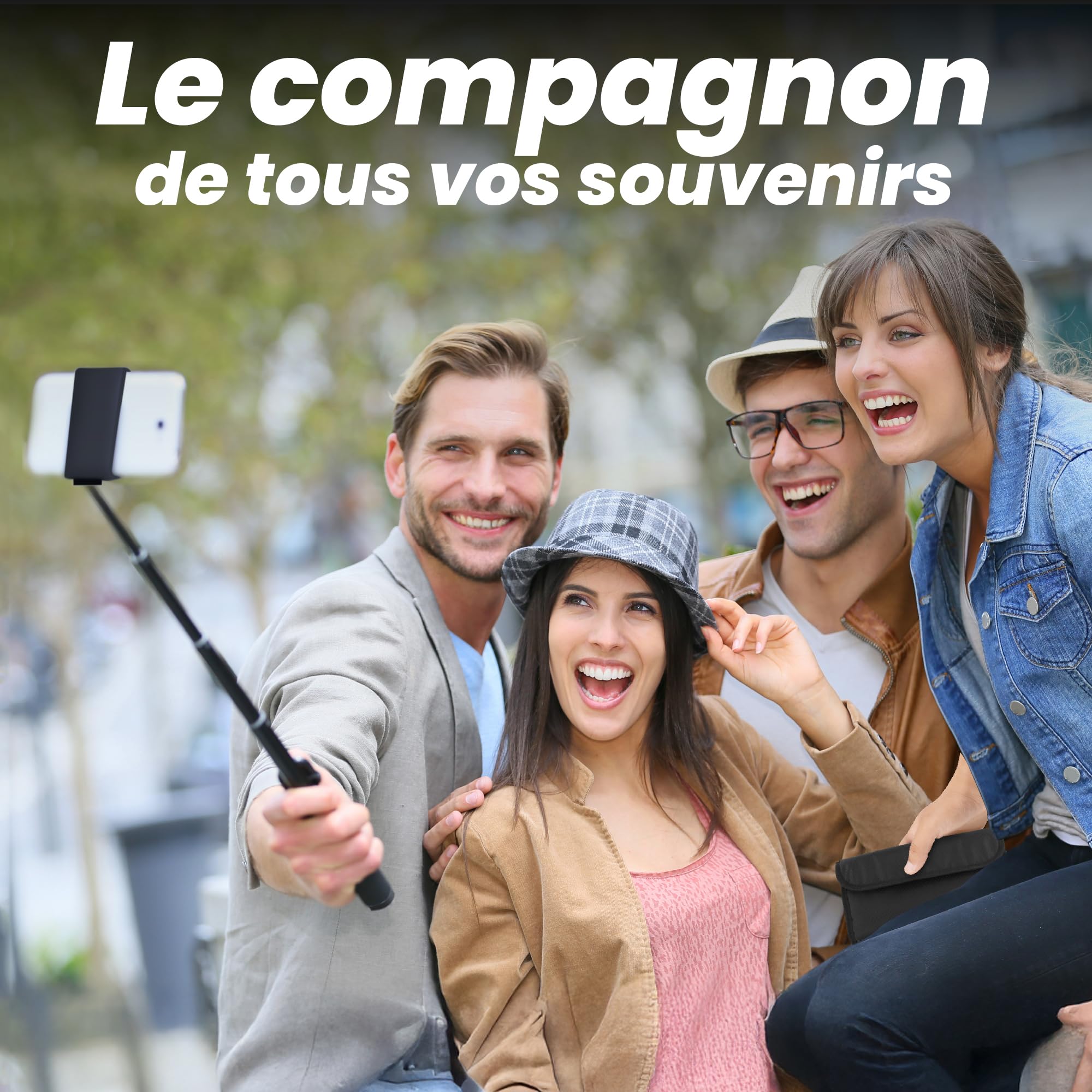 T'nB - Trépied Téléphone, Pack Voyage 4 en 1 avec Perche Selfie, Noir