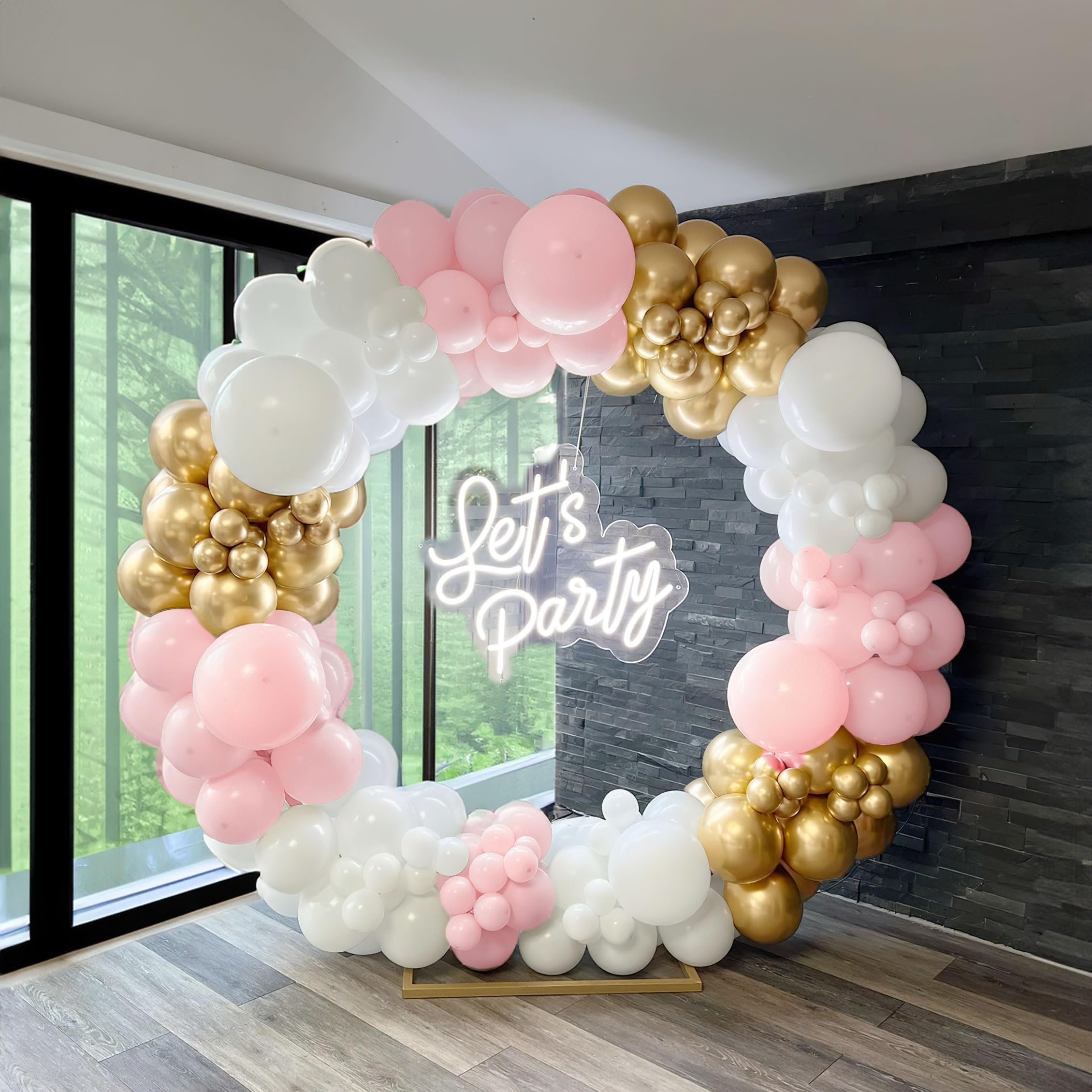 yeewaka pink and gold white balloon garland arch kit 150pcs baby pink for girl baby shower sweet 16 Birthday Party Wedding bride to be Pink