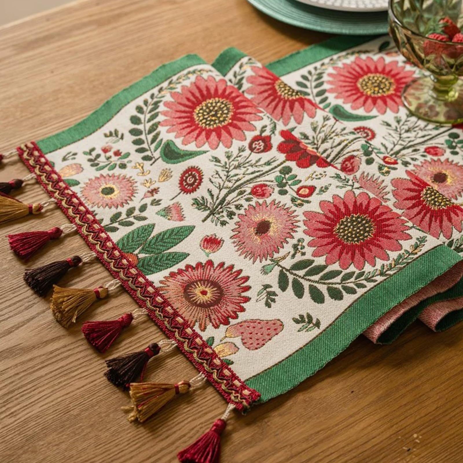 Bieżnik z Wielobarwnymi Frędzlami w Amerykańskim Stylu Vintage