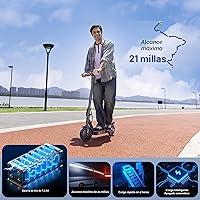 Vista 4 de Patinetes eléctricos – Scooter eléctrico para adultos, motor de pico de 500 W, 18 millas máximas, rango de 21 millas, control de aplicación, scooter