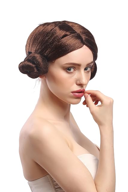 Foto 4 de 4 de WIG ME UP- 9331-ZA33 Peluca señoras Carnaval Baviera 2 moños Raya en el Medio marrón