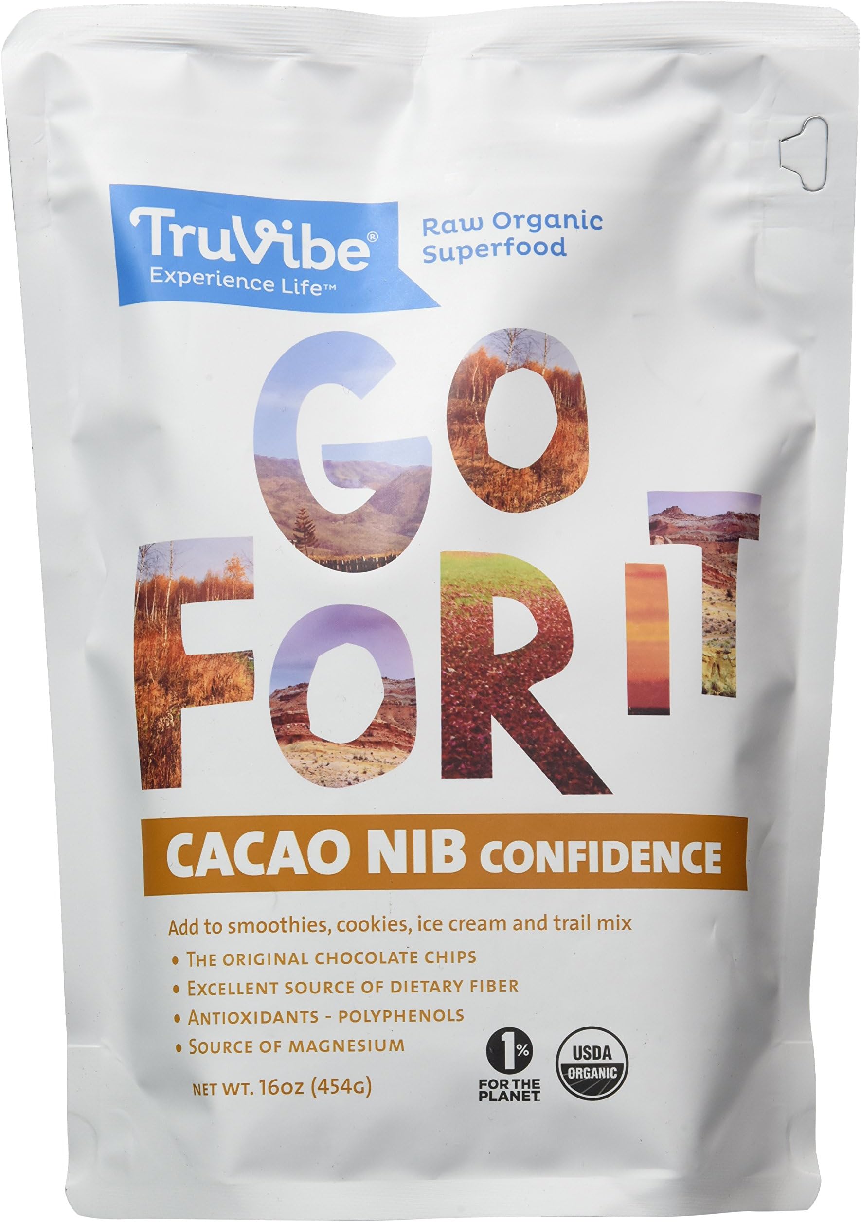 TruVibe 100% Organic Raw Cacao Nibs, 1 lbs (16 Ounce)