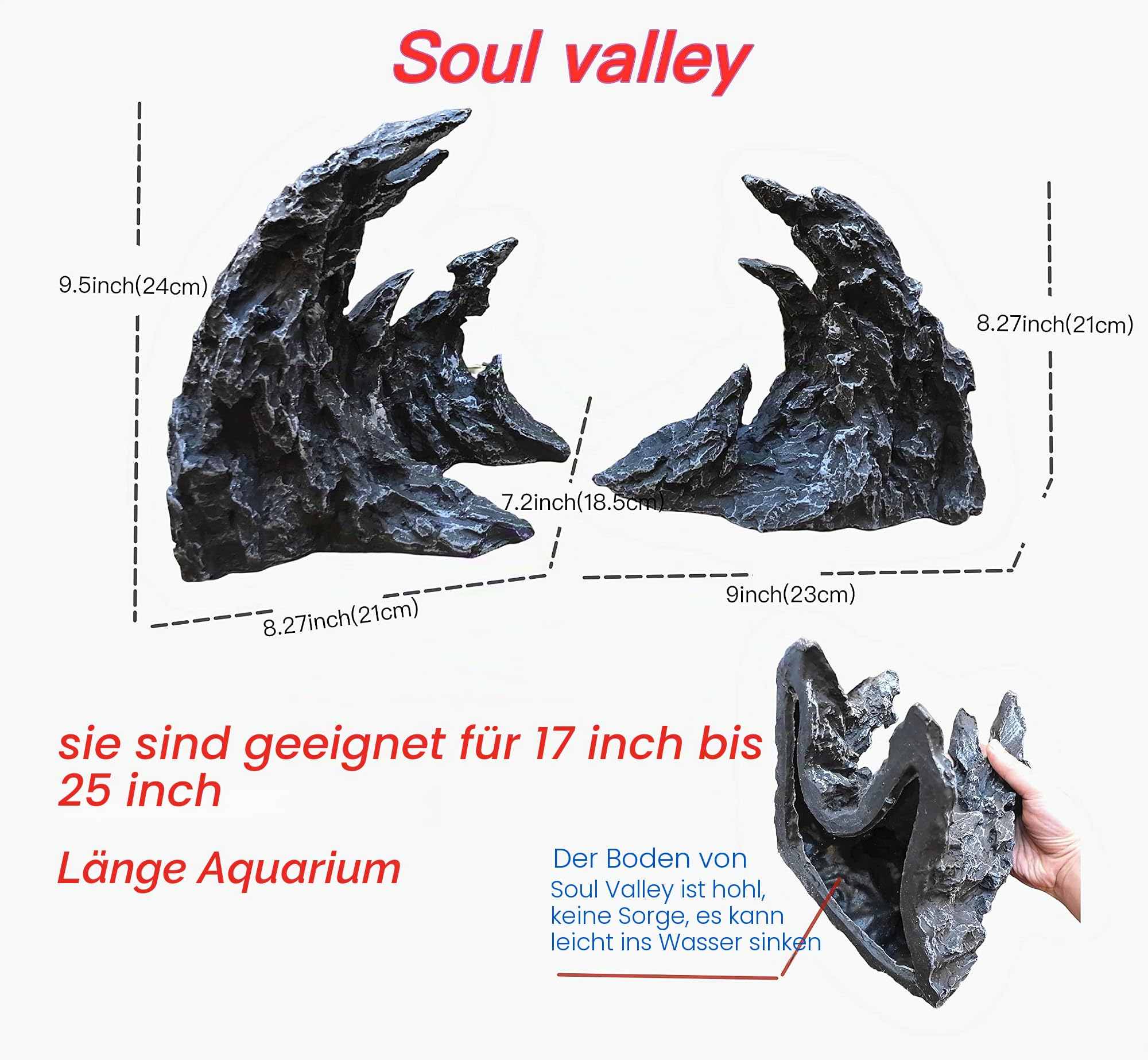 AWXZOM Große Aquarium-Dekoration Soul Valley, extragroß, hervorragende Landschaftsgestaltung (Soul Valley 45,7 cm)