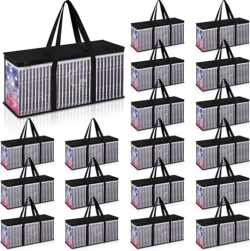 Cunno Juego de 24 bolsas de almacenamiento de DVD, estuche de almacenamiento de DVD resistente al agua, caja de DVD transparente, organizador con