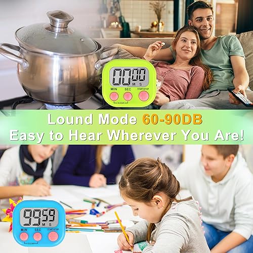Miniatura 10 de ZILLEEN Temporizador de aula para niños y profesores, paquete de 2 tmers digitales, verde