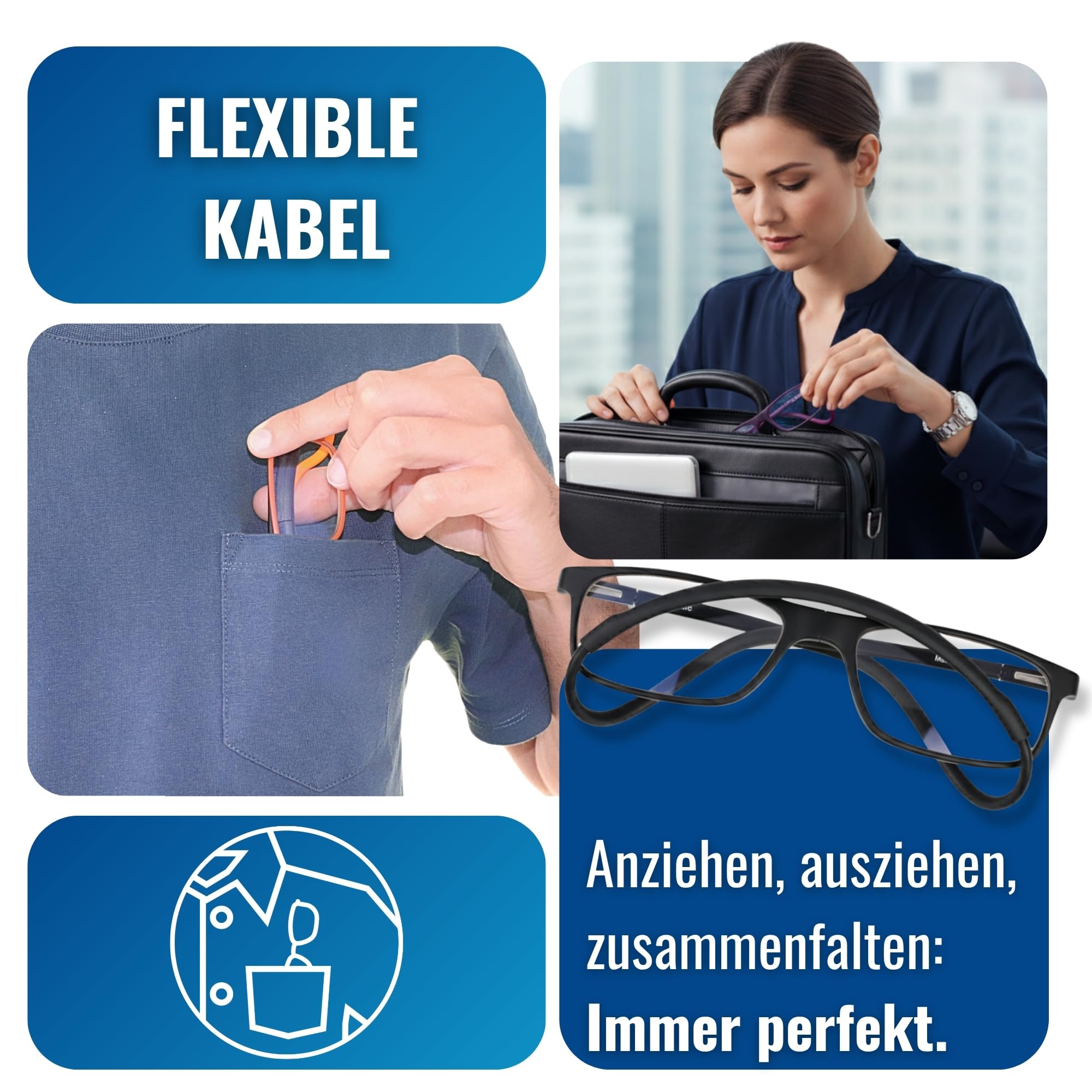 INDESMED – Magnetbrille Lesebrillen faltbare und verstellbare – Lesebrille blaulichtfilter herren und damen – Modern, Leicht & Clic brille mit magnetverschluss vorne