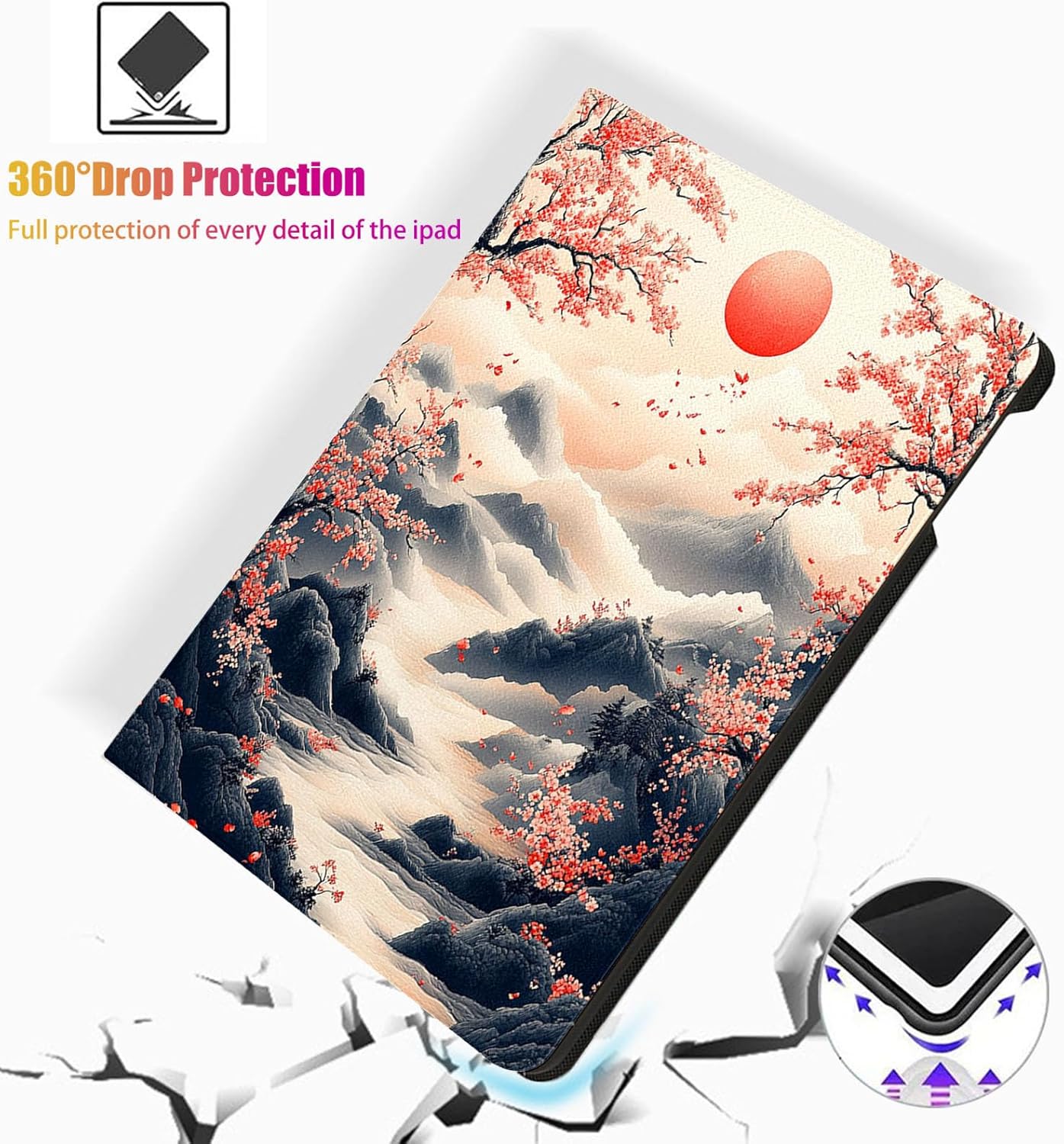 Case for iPad 10th Generation (2022) 10.9 Inch iPad Cover,Automatic Wake/Sleep,Adjustable Stand Protective Cover for Apple iPad 10.9" - Mountain Landscape