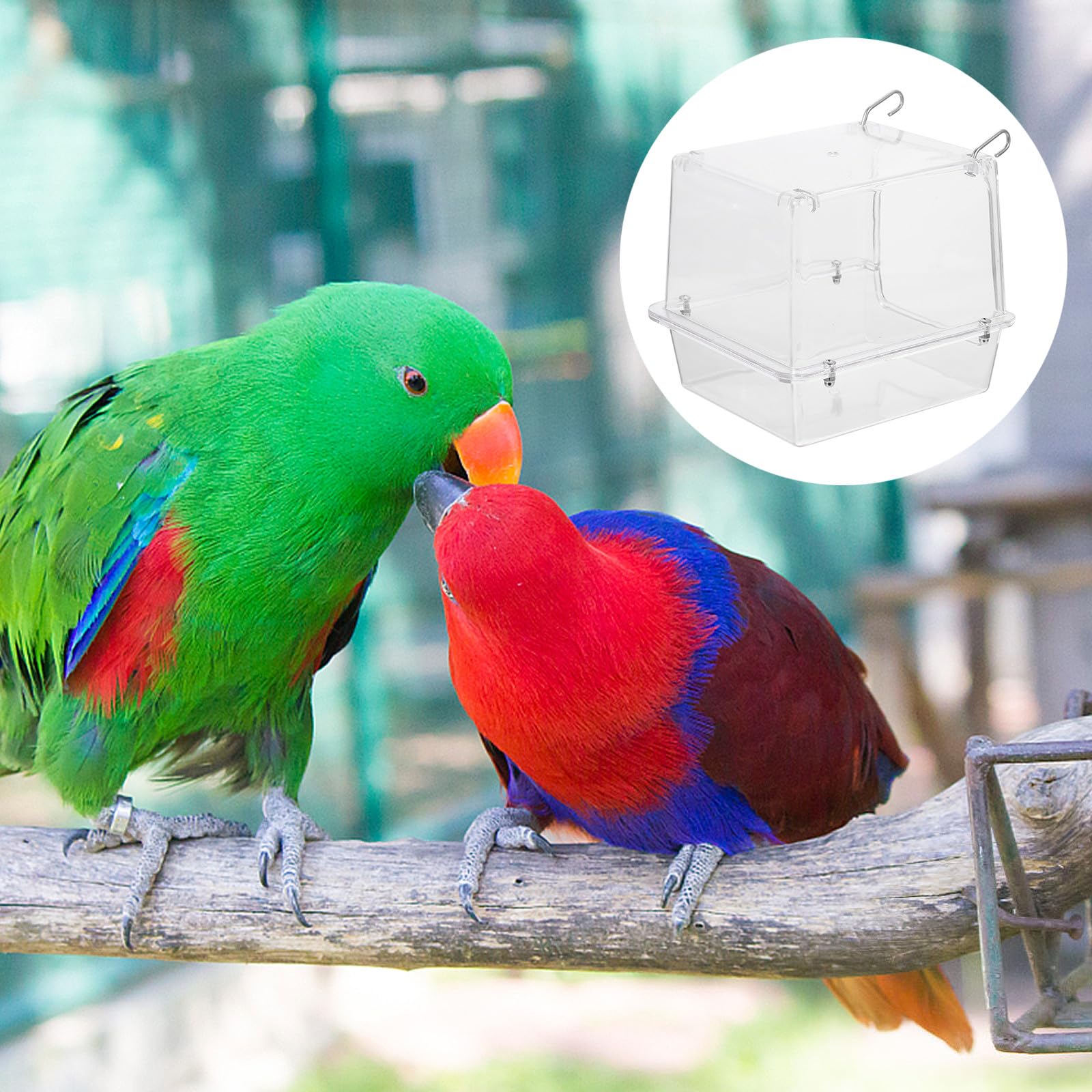 Alasum Vasca da Bagno Sospesa per Pappagalli e Uccelli, Box Doccia in Materiale Sicuro e Resistente, Accessorio per Gabbia Fissaggio Esterno, per Bagno la Cura della Pelle degli Uccelli