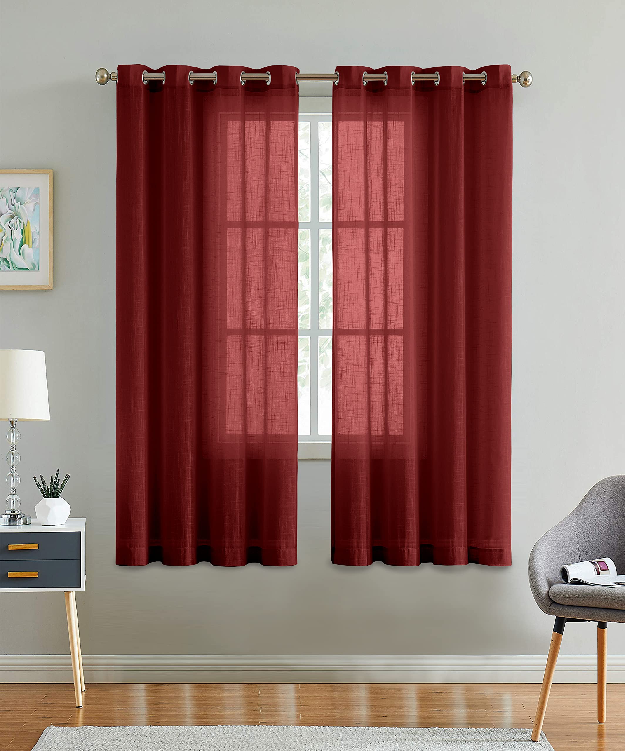 Dashing Fabrics Cotton Linen Solid Curtain with Eyelet Rings,Window Curtains for Pooja Room/Living Room/Dining Hall/Hotel/Bedroom/Kid Room/Kitchen (6 Feet, Maroon) Set of 2 (B09HJBDXD8) Amazon Price History, Amazon Price Tracker