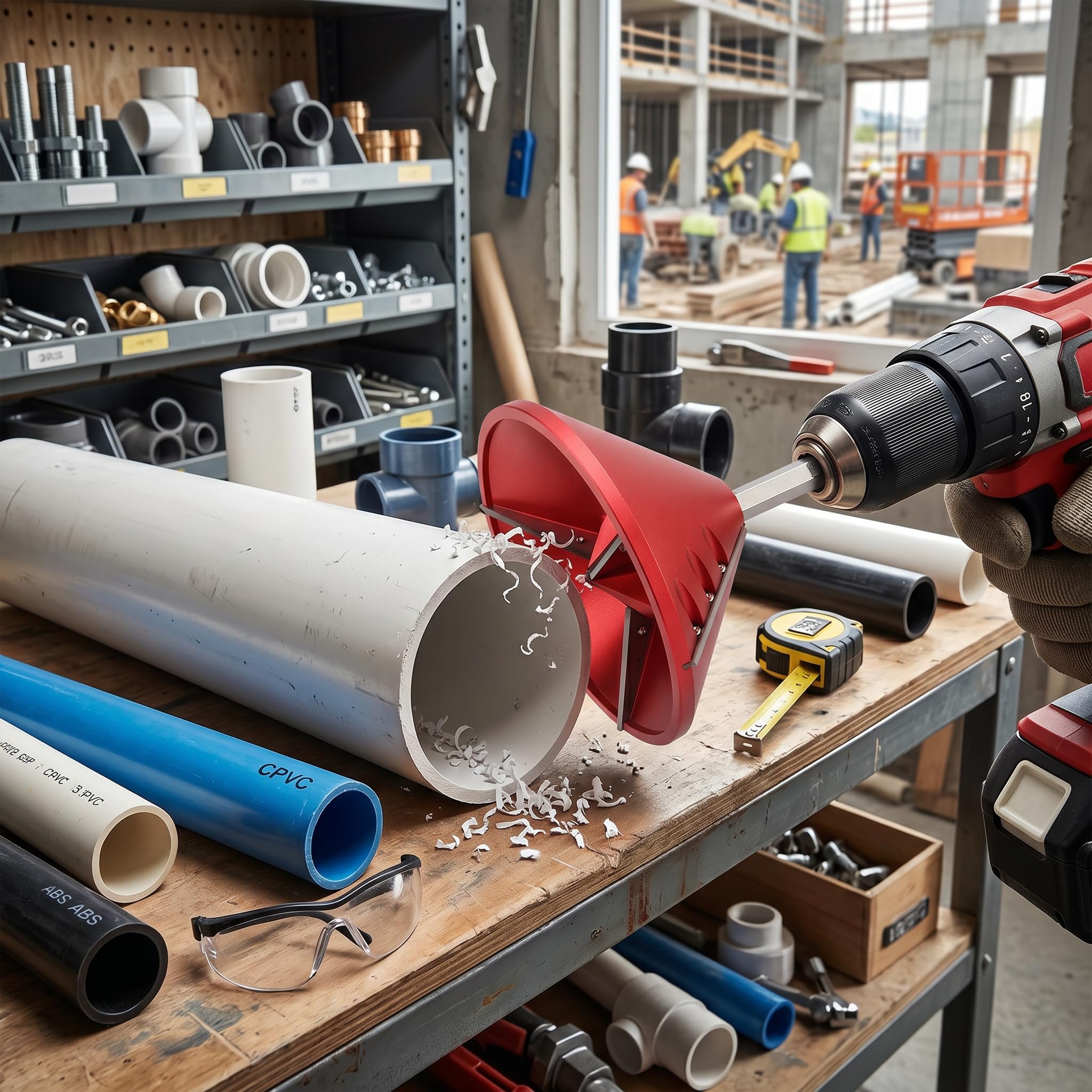 PVC Rohr Anfaswerkzeug 2-in-1 | Innen- und Außenanfasung für Rohre 2,3–9,9 cm Außendurchmesser, 1,9–8,9 cm Innendurchmesser | Entgratwerkzeug für Kunststoffrohre