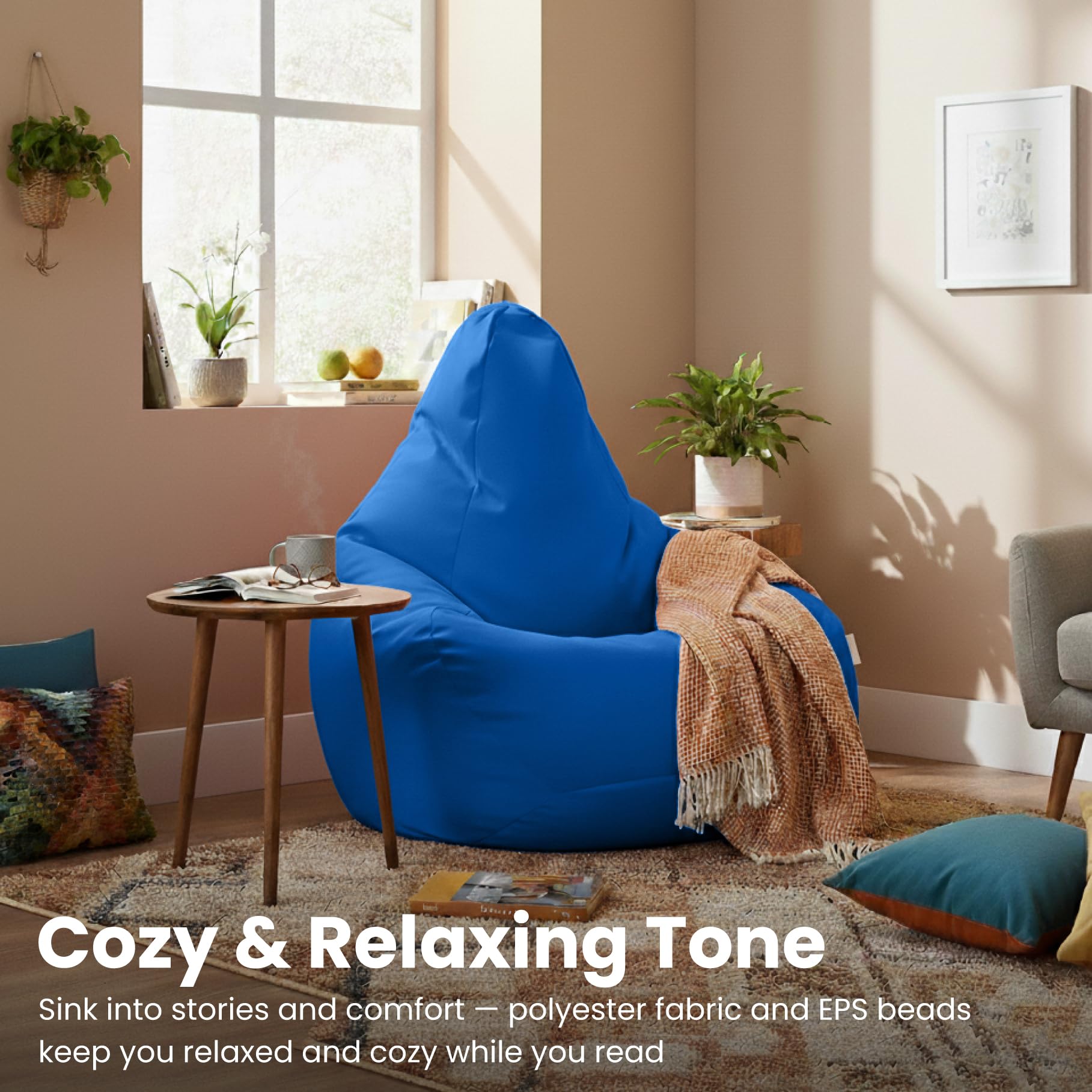 Loft 25 Sitzsack-Spielerstuhl | für den Innenbereich des Wohnzimmers im Freien | Wasserbeständig | Ergonomisches Design zur Körperunterstützung | Langlebig und Bequem (Marokkanisches Blau, Sitzsack)