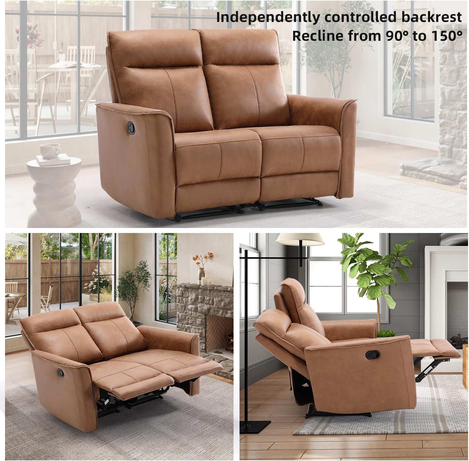 CANMOV Loveseat showing independent reclining positions