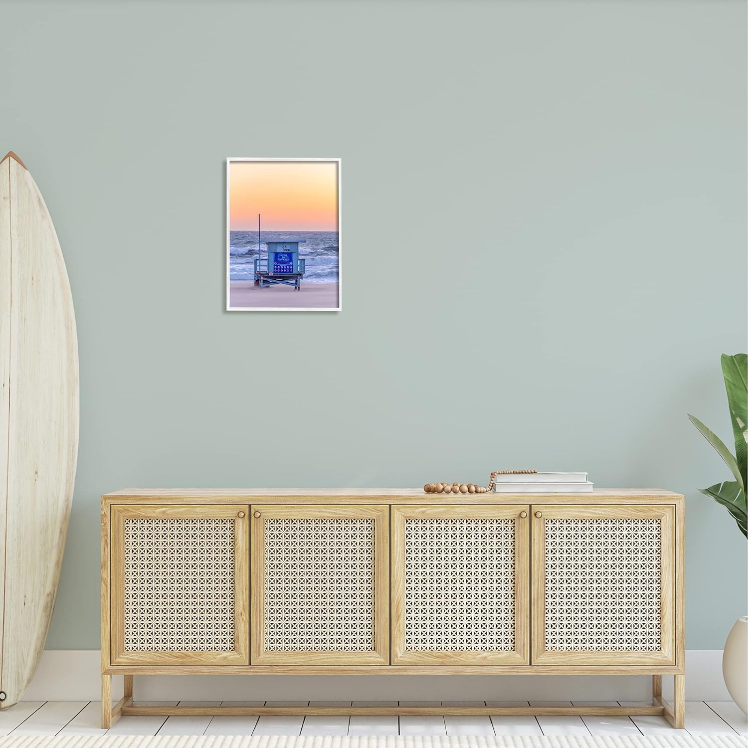 Stupell Industries Tranquil Orange Sunset Beach Hut Ocean Shore Framed Wall Art, Design By Jeff Poe