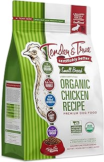 Tender & True Pet Nutrition Small Breed Organic Chicken Recipe Dog Food, 4 lb (46003)