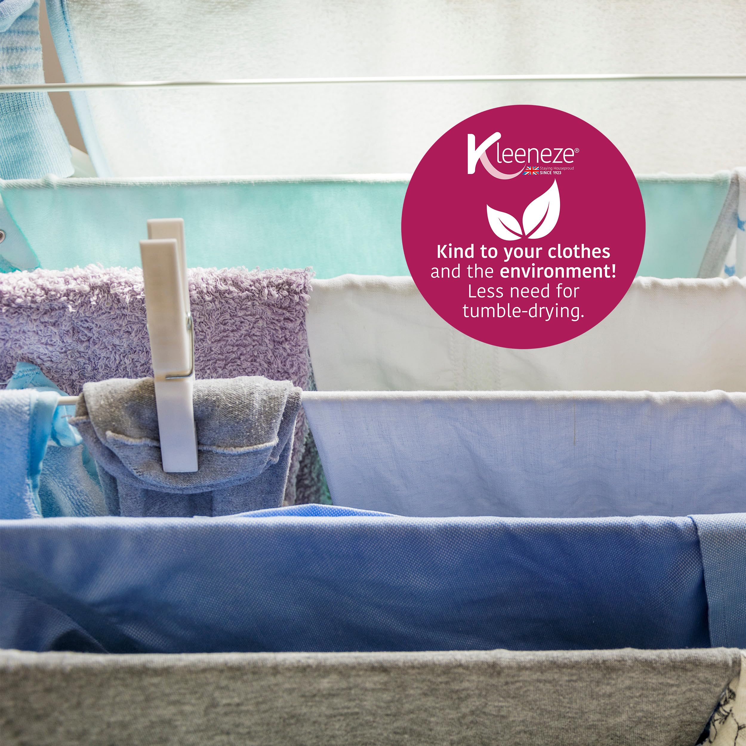 Suszarka grzejnikowa Kleeneze KL027535EU na ręczniki lub ubrania, obciążenie do 5 kg, szaro-różowa