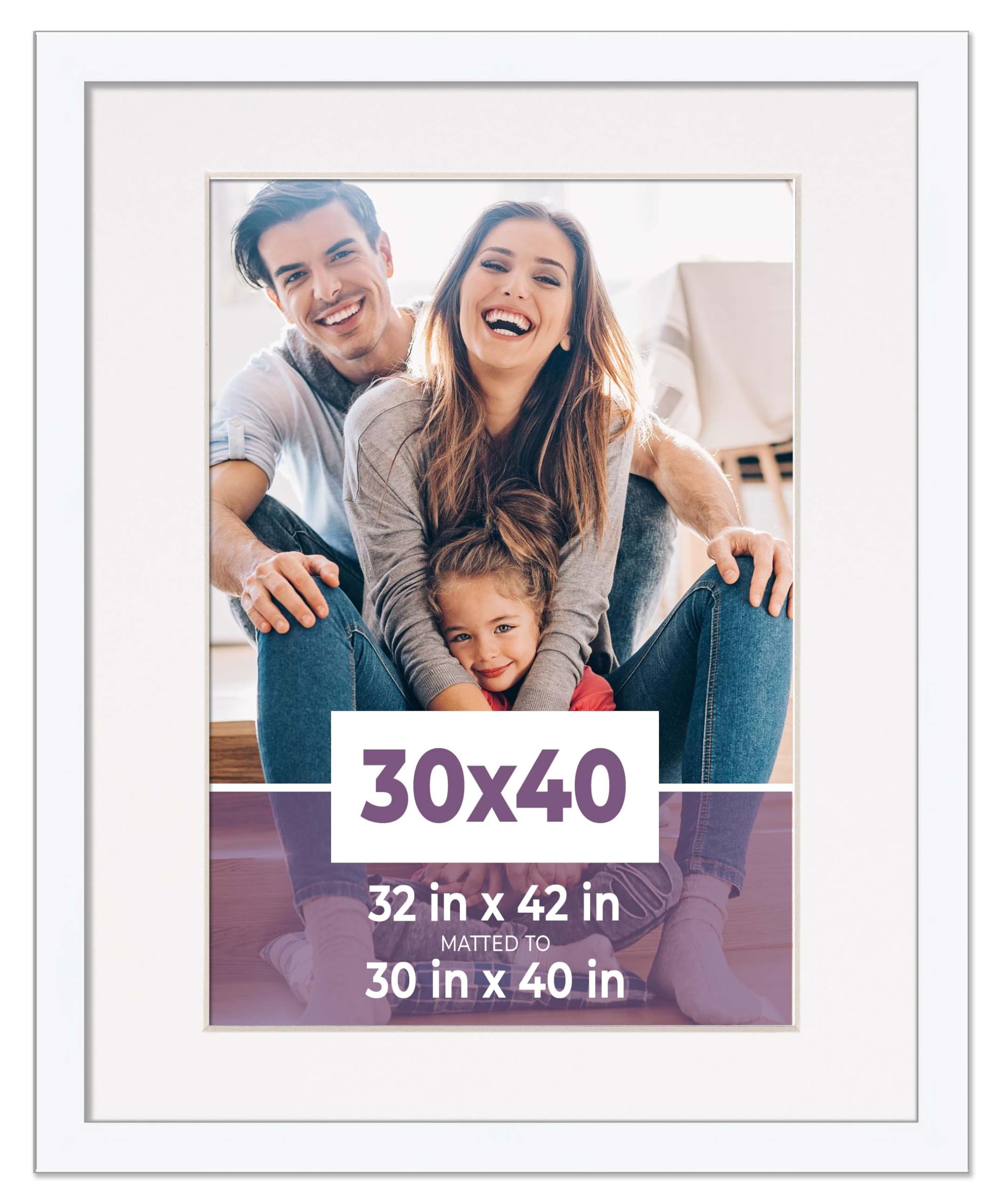 Amazon.com - CustomPictureFrames.com 30x40 Frame White with White