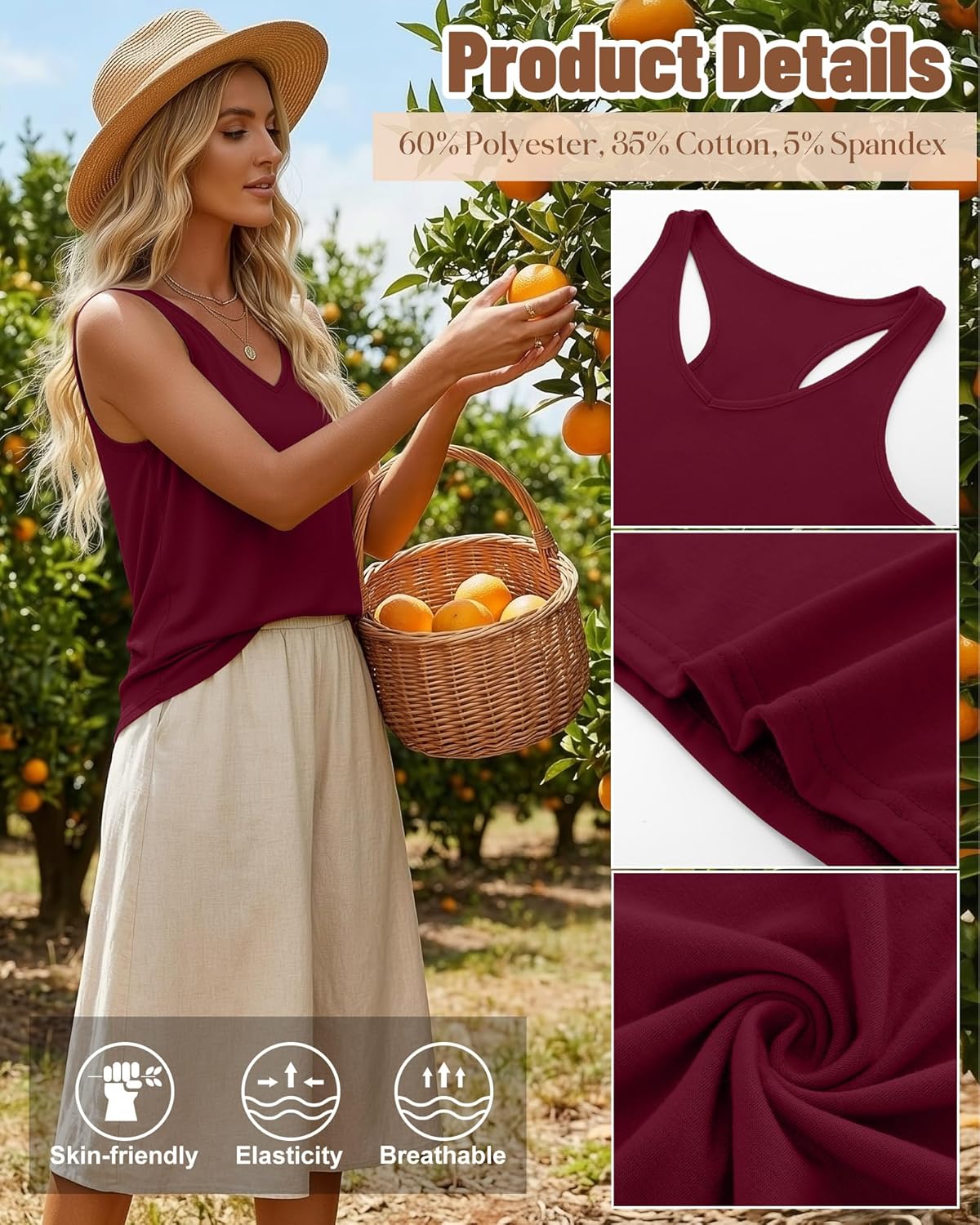 Huukeay 3 Pack Women's Tank Tops V Neck Summer Racerback Tops Loose Fit Casual Sleeveless Tee Workout Yoga Athletic Shirts - Image 5