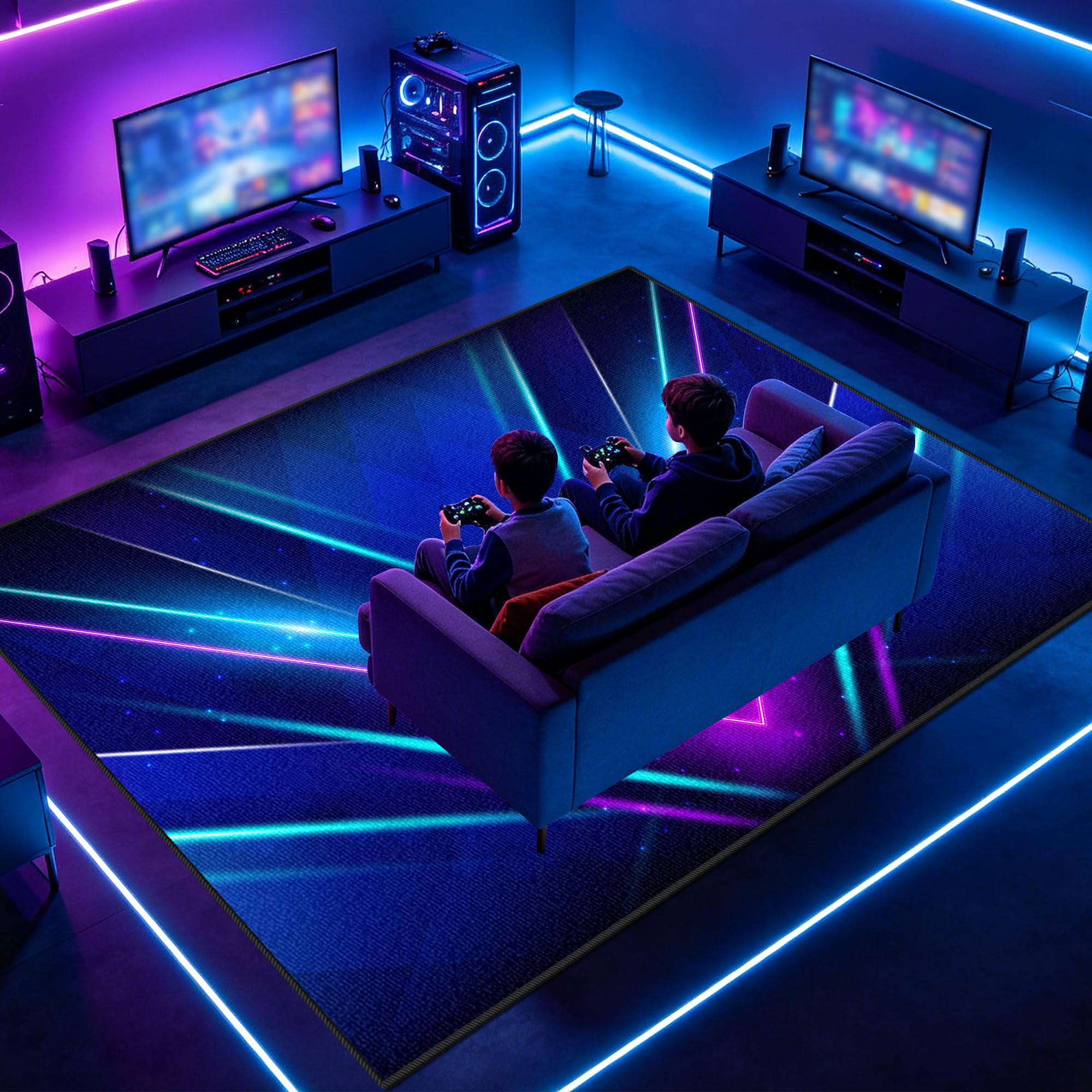 ZAJENKUB Gaming Rug for Boys Room Large Gaming Area Rug, Large Rugs Living Room Washable Floor Protector Non-slip Floor Mat for bedroom living room esports room 200x300cm/78.74x118.11inch