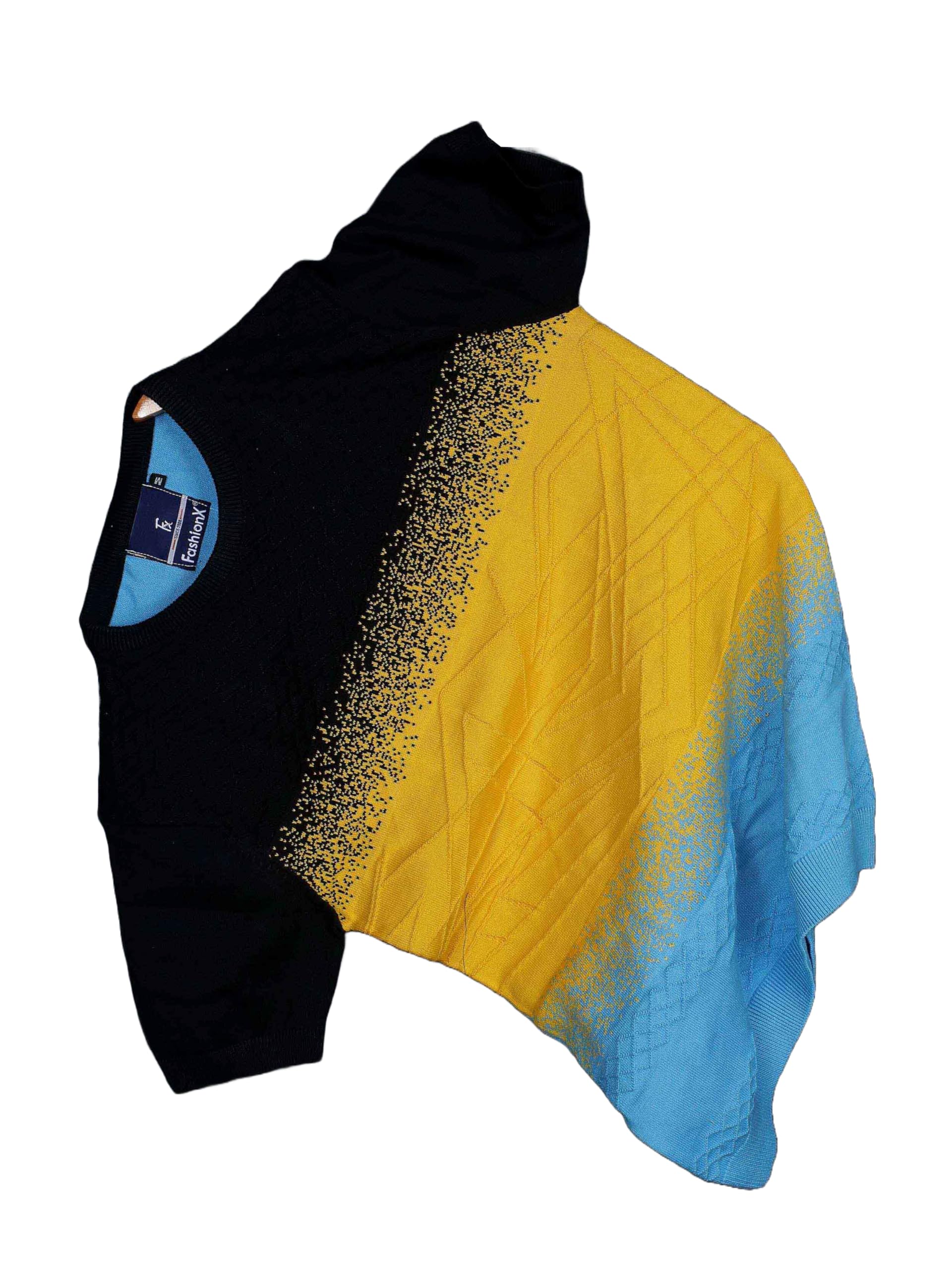 FASHION X Black Sun-Shine Multi Knitted T-Shirt for Men