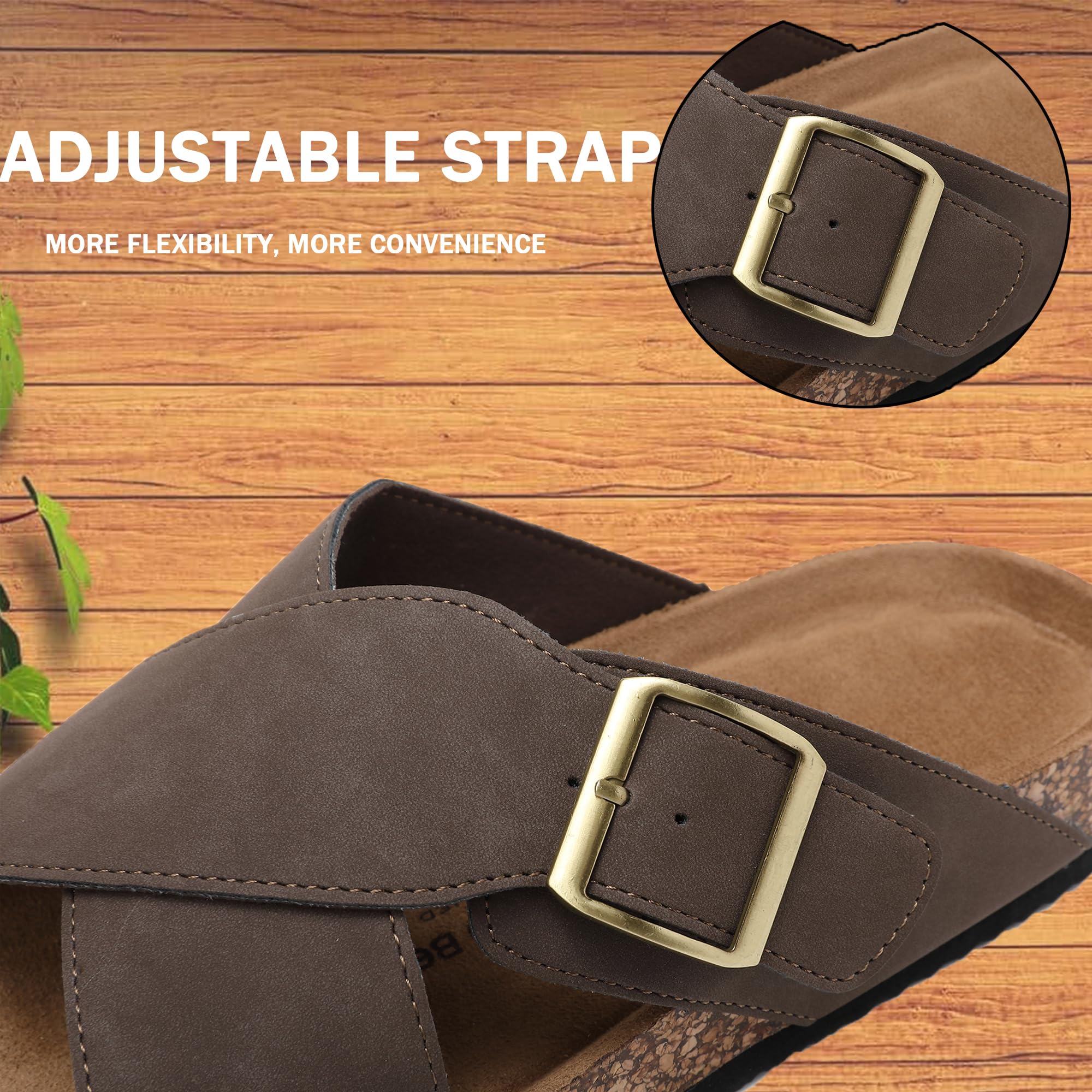 ARRIGO BELLO Mules Sandalias para Hombre Piel Zapatillas Antideslizantes Sandales Ajustables para Exteriores Correas Metálicas Talla 41-46