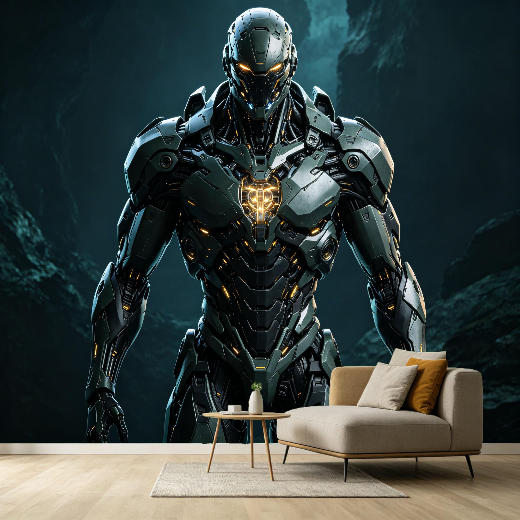Custom Size Wall Murals SciFi Mecha Robot Industrial Modern 3D Tech Armor SelfAdhesive Wall Fabric Removable Large Wallpaper for Photo Living Room