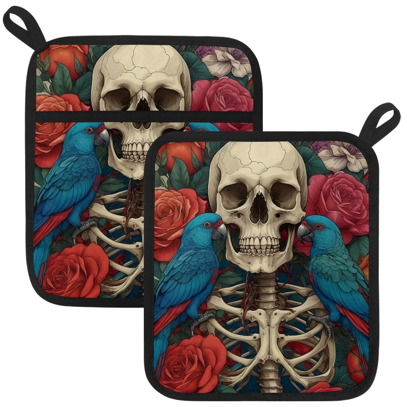 VAPOKF Skeleton Bird Pot Holder, Heat Resistant Oven Cloths, Potholders & Oven Gloves, for Kitchen Cooking & Baking, Thick & Safe, Protection of Hands From Hot Utensils