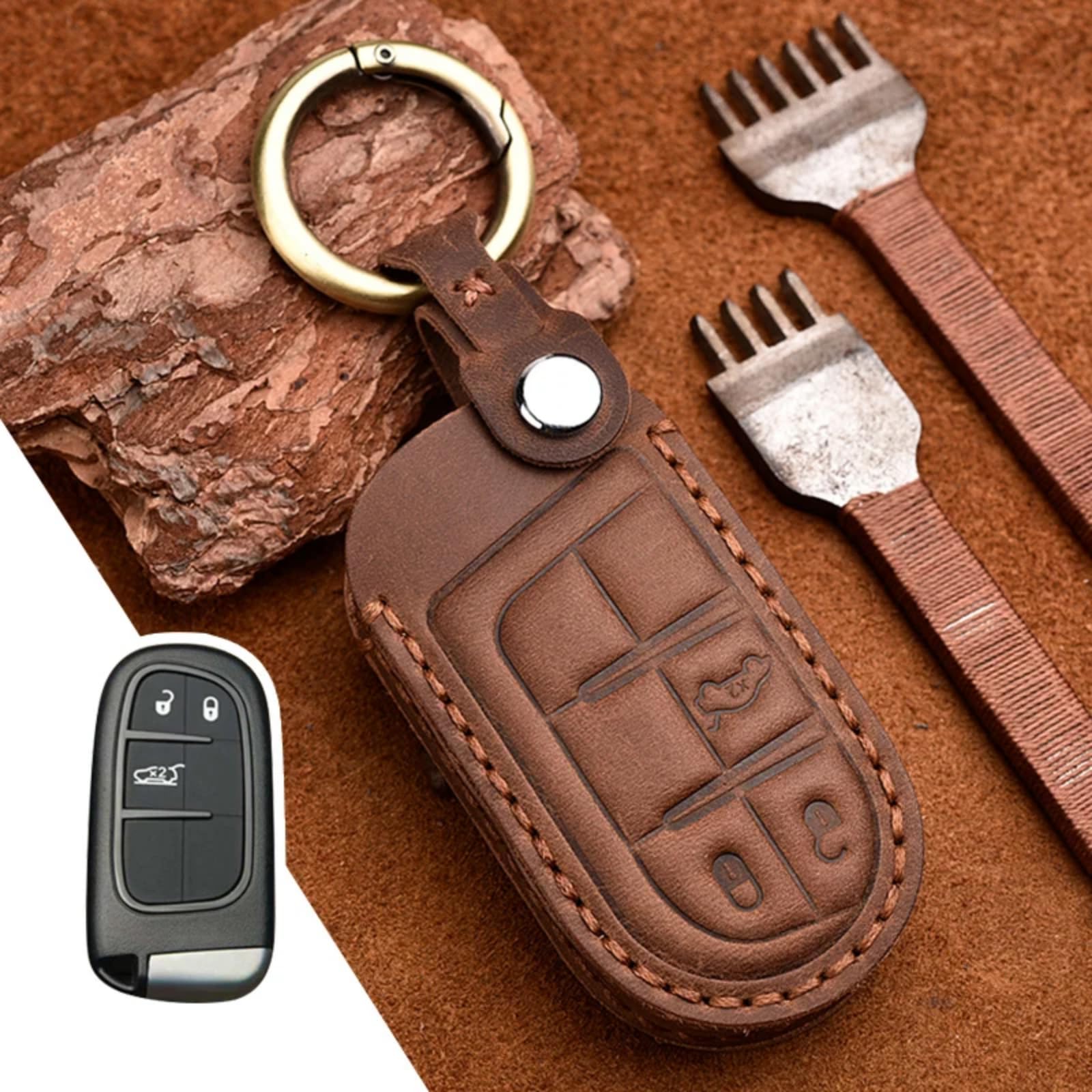 Samochodowy inteligentny brelok, akcesoria do obudowy kluczyka, mocowanie pilota zdalnego sterowania, do przewodnika po etui na klucze Jeep (brązowy-B)