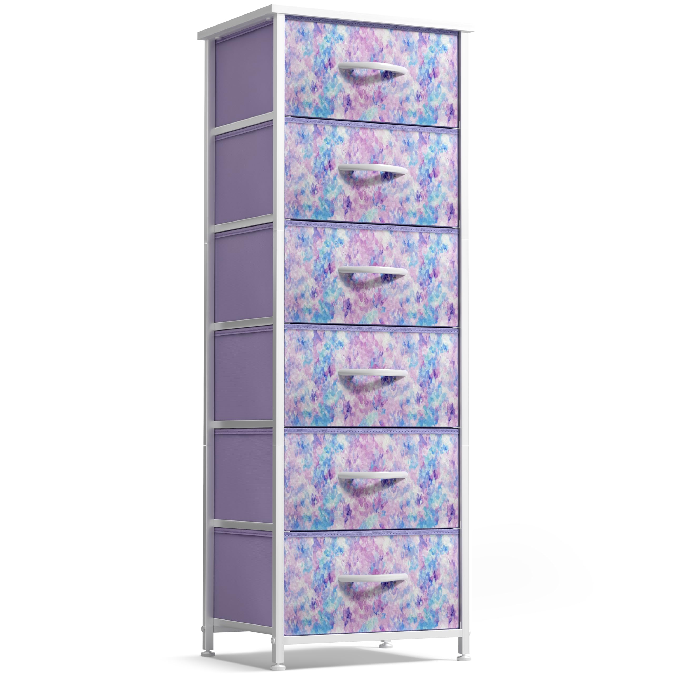 Sorbus Dresser for Kids Bedroom, Fabric Drawers (6 Drawer, Tie Dye Purple)
