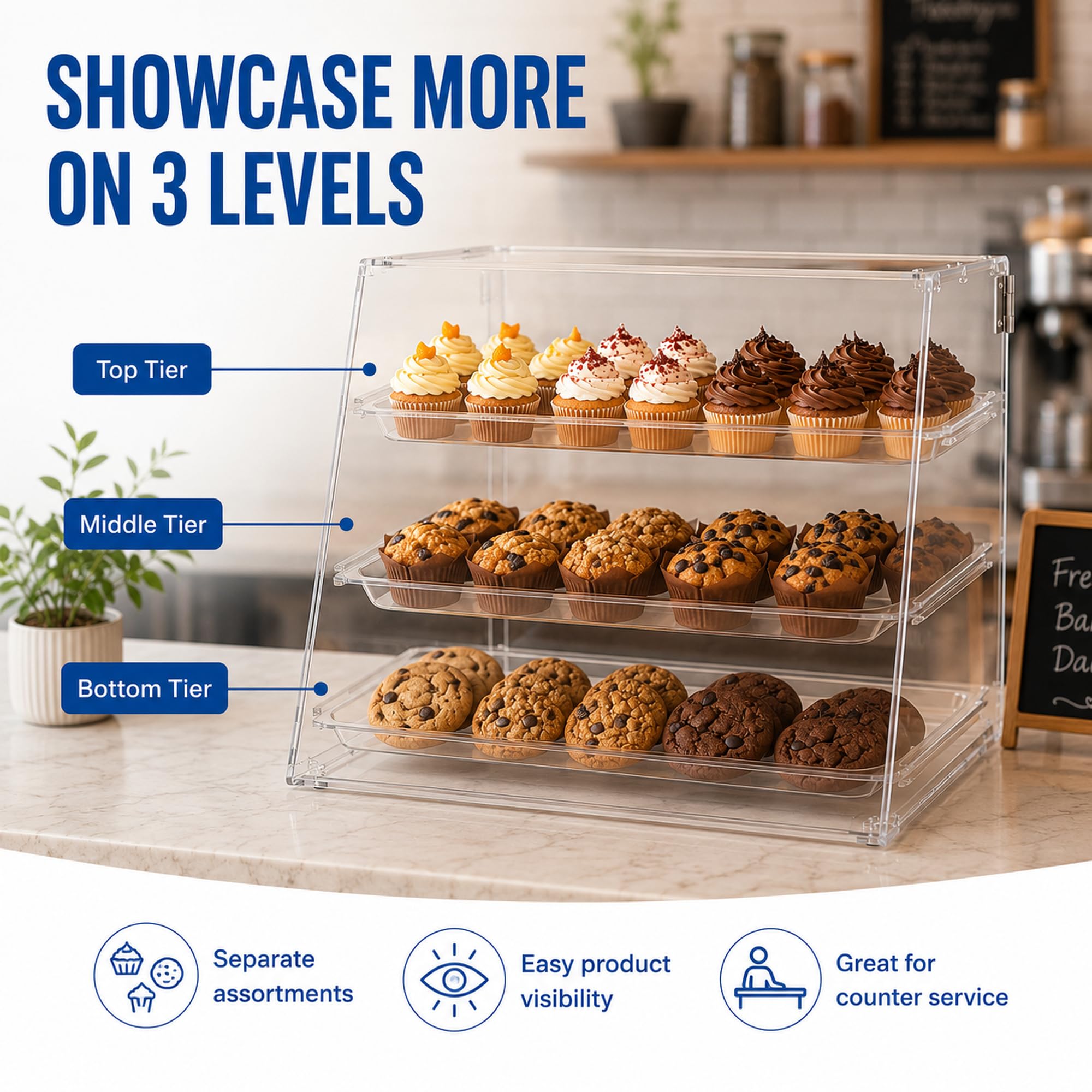 Pastry Display Case - 3 Tier Acrylic Countertop -3