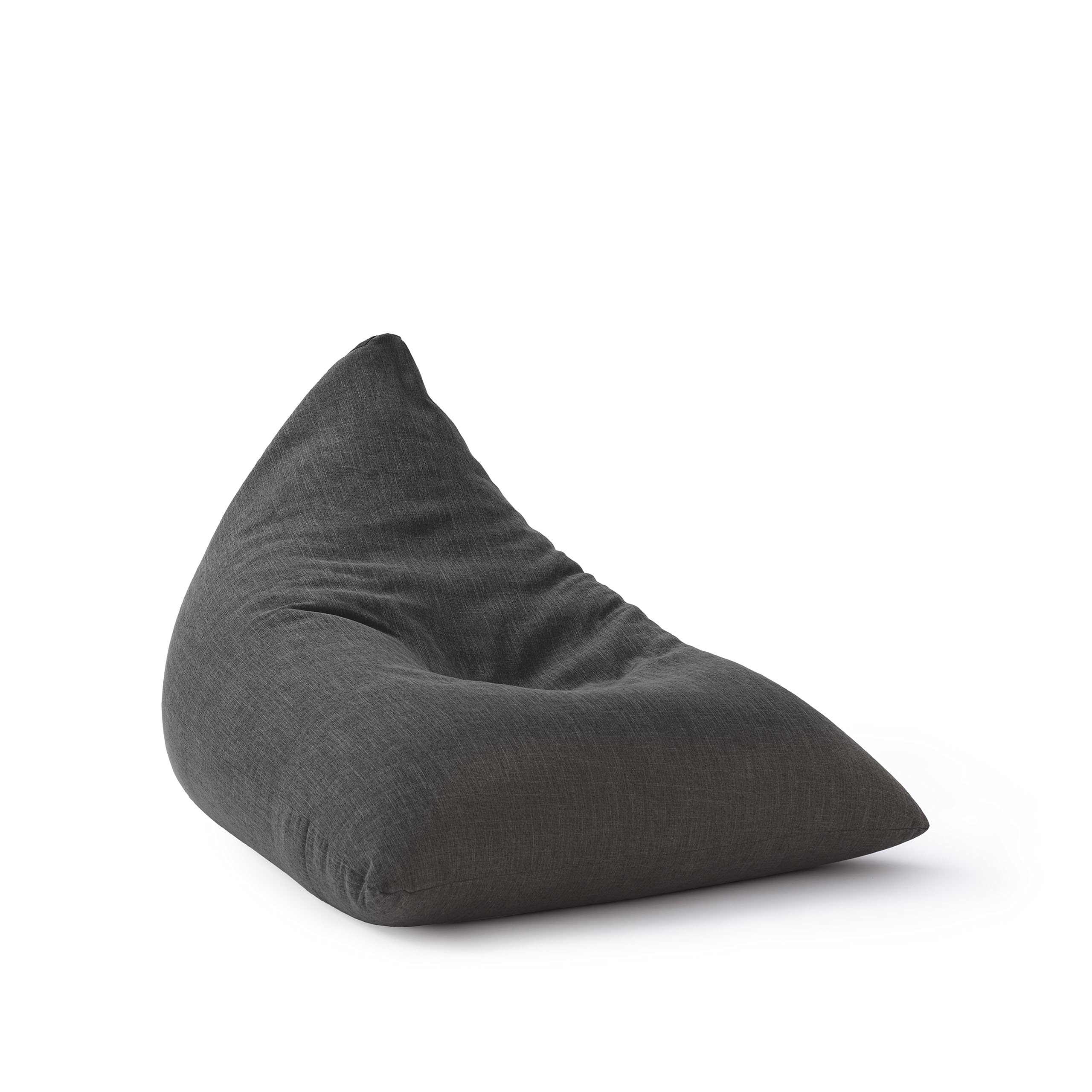 Lumaland Puff Pera Triangular XXL 370l con Relleno Incluido - Sillón Relax de Lino para Interiores - Sofá Puff Gigante Cómodo Ideal para Salón y Habitación - 150 x 100 x 100 cm/Gris Acero