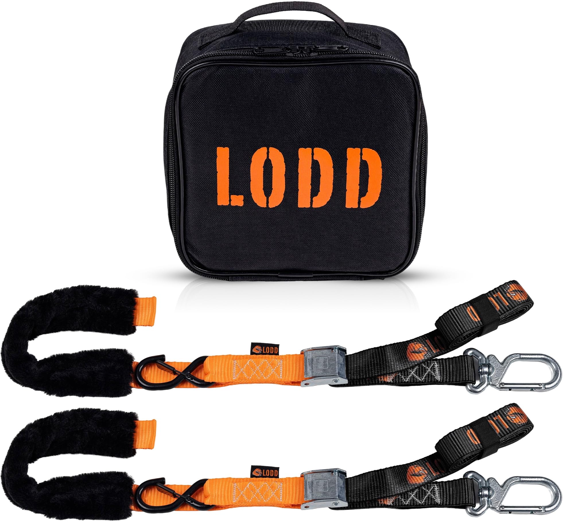 LODD - Motorrad-Spanngurte mit Hochfesten Schnallen, Fellschutz, Stahlkarabiner, Verstärkter Schnalle | 1100 kg, 38mm | Anhänger (Parent) (Schnalle/Drehkarabiner)