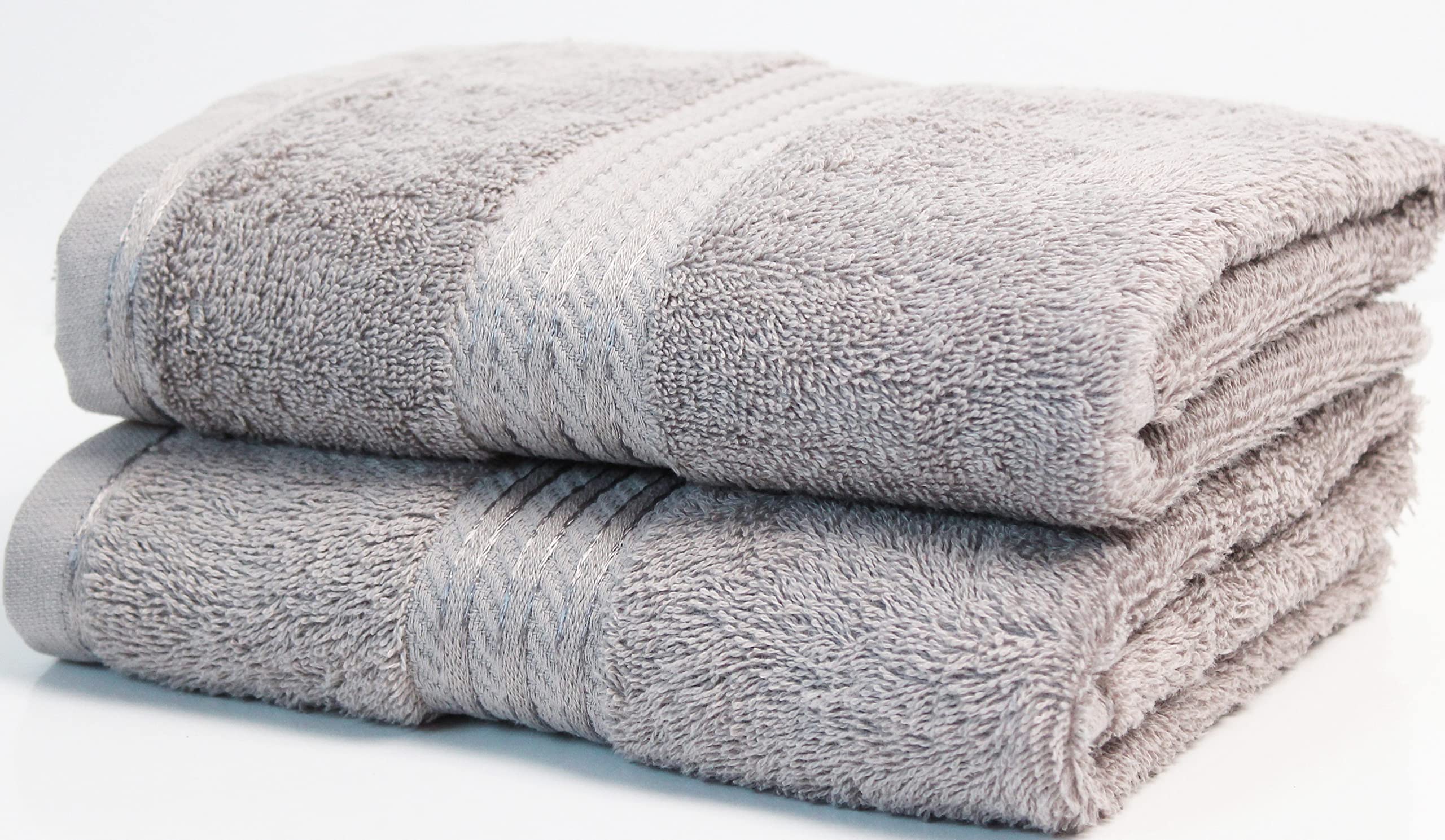 Bentley Priory Linens Hand Towels (2 PACK) for Bathroom Supreme Range 500GSM Super Soft Combed Cotton Pack of 2 Absorbent and Quick Dry Hand Towels Set 50 x 85cm (LIGHT GREY SILVER) โ image 1