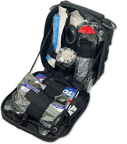 Miniatura 9 de Lightning X Premium IFAKGunshot Trauma Bloodstop MOLLE Kit con QuikClot y torniquete, color bronceado