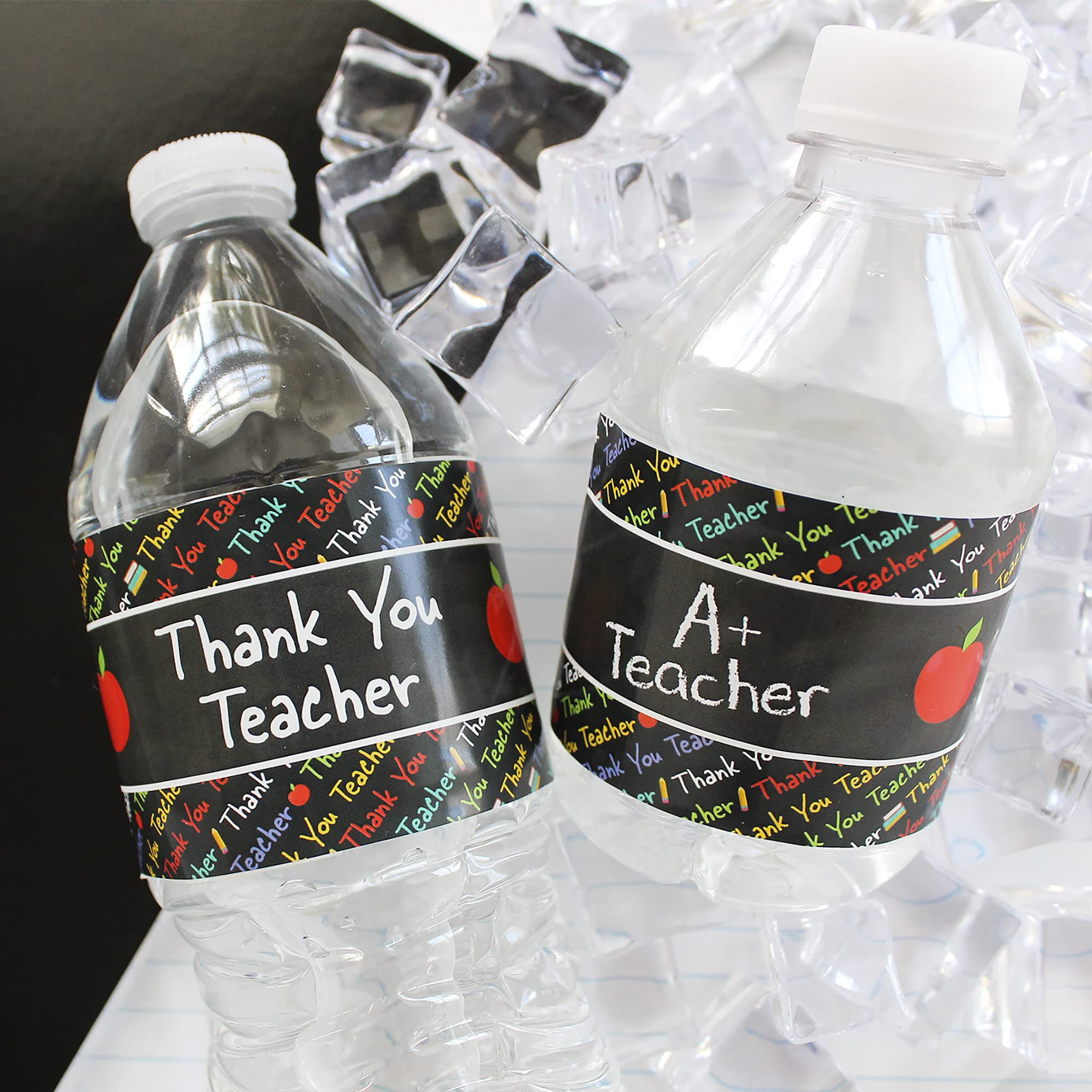 Thank You Teacher Water Bottle Labels - Teacher Appreciation - 24 Stickers