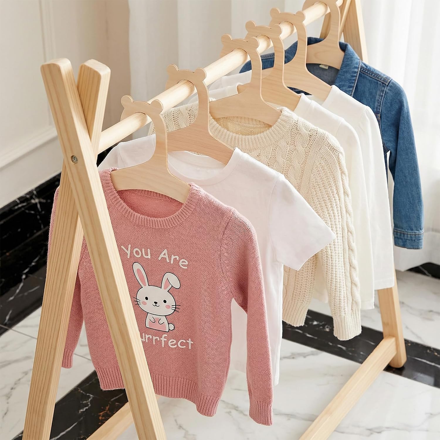 8Pcs Wooden Baby Hanger,9-inch Toddler Clothe Hanger for Kid Clothe