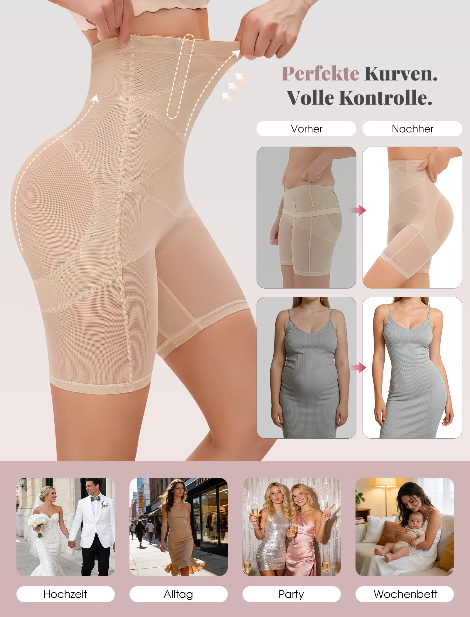 hephboard Bauchweg Unterhose Damen Shapewear Hohe als Perfekte Miederhose Damen Bauchweg Shaping Figurformende Unterwäsche, Body Shaper Miederpant ShapingShorts