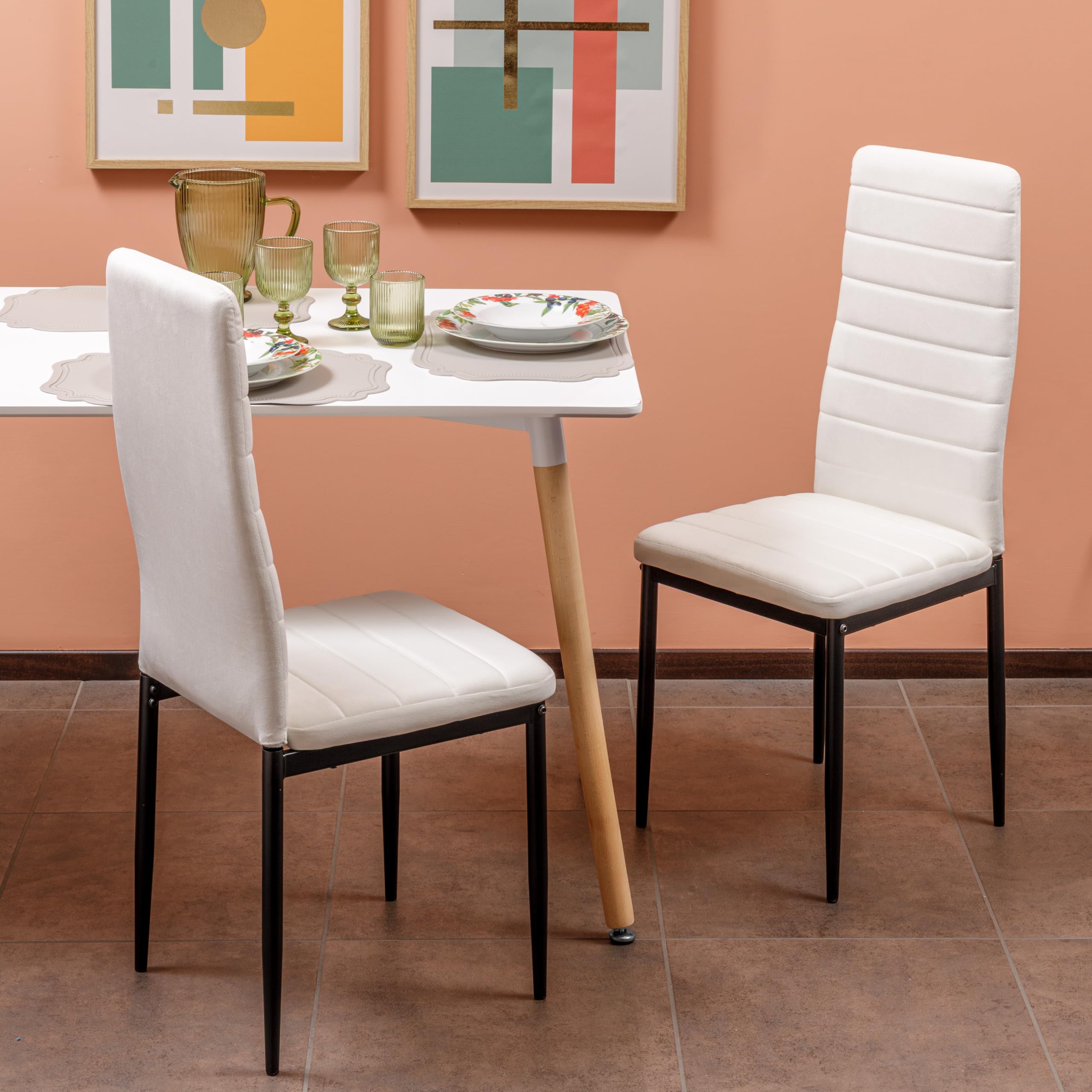 Set 4 Sedie Moderne Per Sala Da Pranzo Con Schienale Alto Seduta Ergonomica Sedia Elegante Imbottita Seduta Comoda In Ecopelle Gambe Struttura In Acciaio Design Pergamino 41 X 97 X 38 Cm Grigio 191588