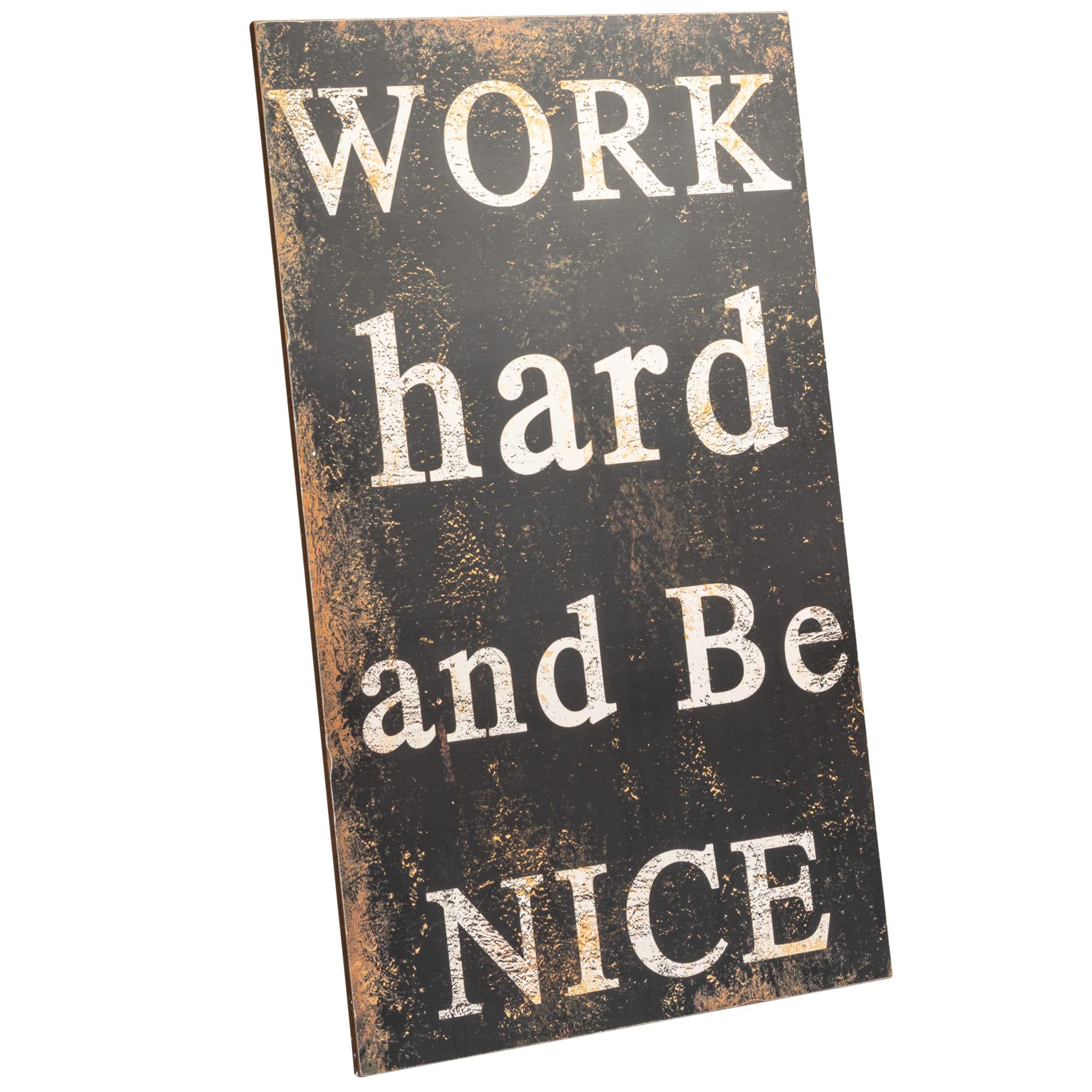 Creative Co-Op Work Hard and Be Nice Wood Wall Décor, Black