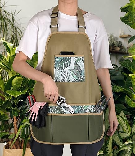 Miniatura 4 de Delantal multiusos con bolsillos delantal vintage simple para tareas de limpieza, jardinería, carpintería, cosecha
