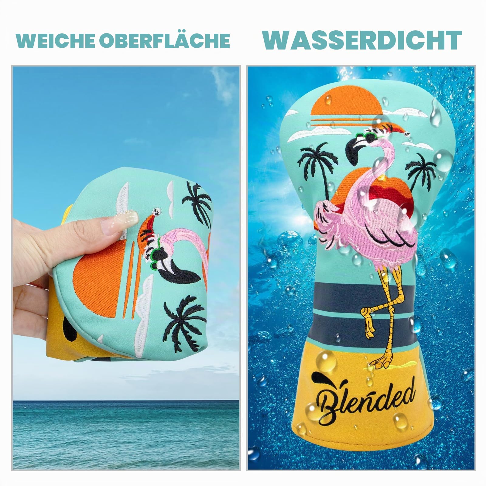 Golfschlägerhaube, Flamingos, Fahrer-Abdeckung, Fariway-Holz, Hybrid-Schlägerhaube, Leder, Golfschlägerhaube, Passend für alle Marken