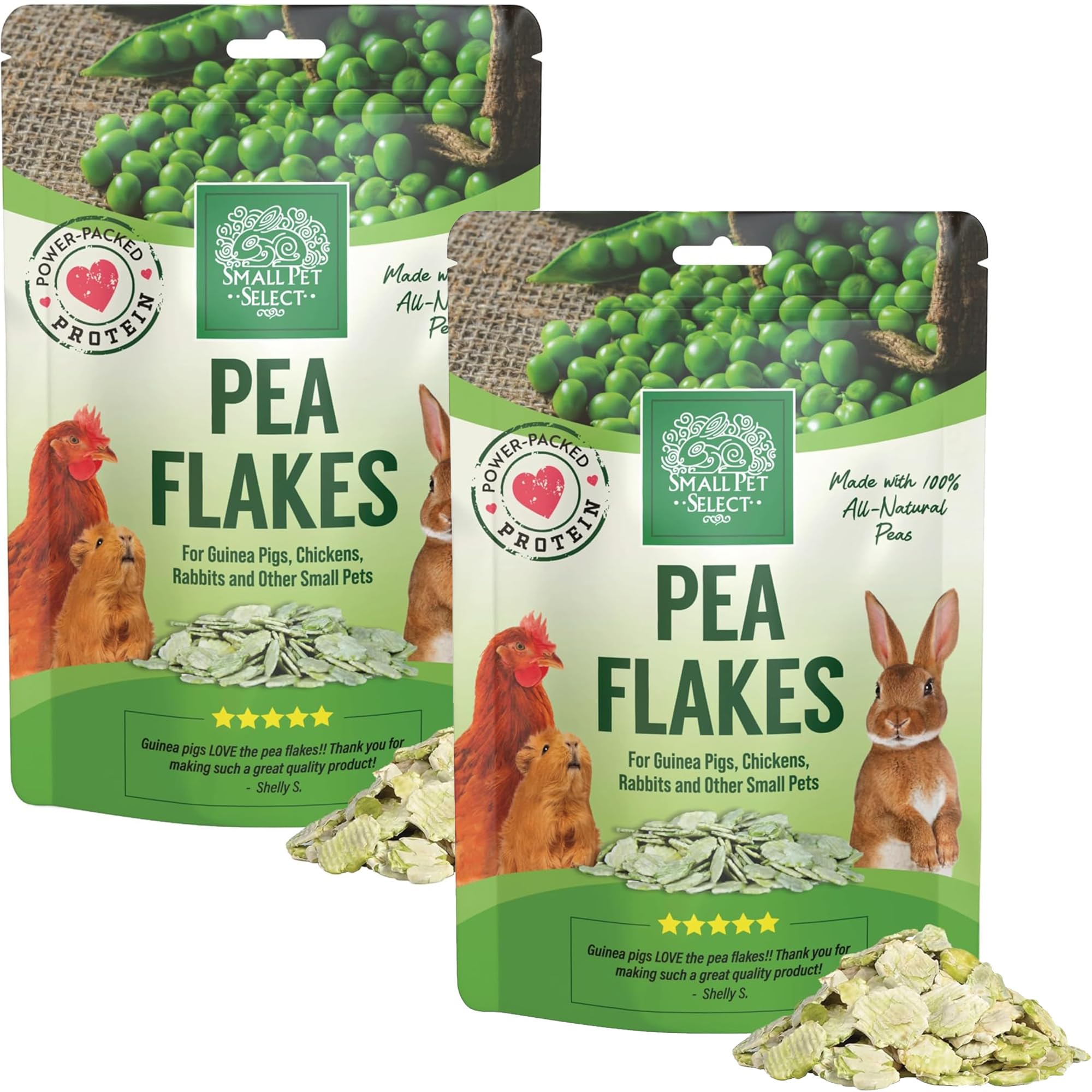 Small Pet Select - Pea Flakes, Naturally Dried Pea Flakes for Guinea Pigs, Chicken, Rabbits and other Small Pets (2lb (2 pack 1lb)) — image 1
