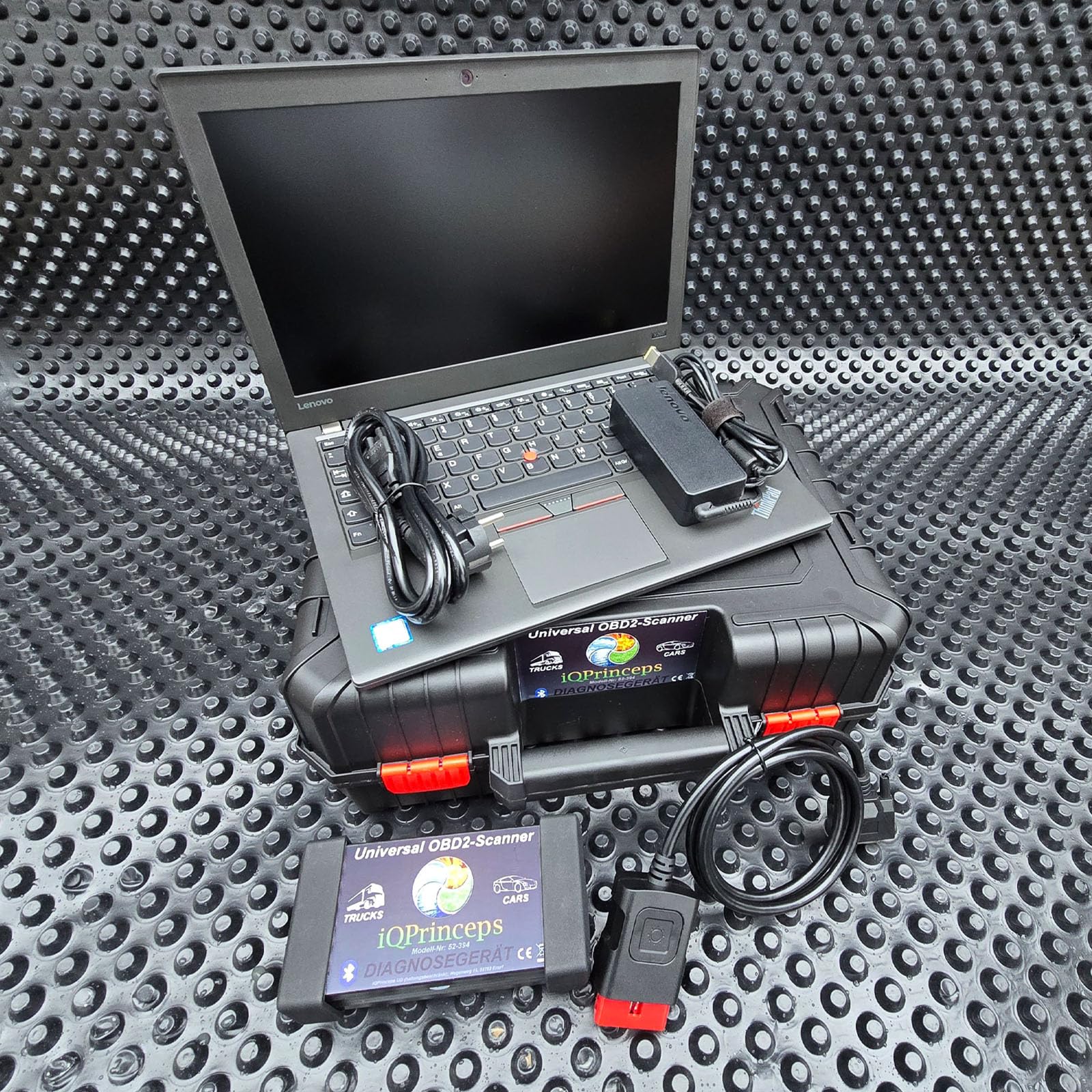 OBD2 Appareil de diagnostic professionnel pour voiture – Lecteur de défauts d'atelier pour voitures, camions et camionnettes, avec Bluetooth, ordinateur portable préinstallé, prêt à