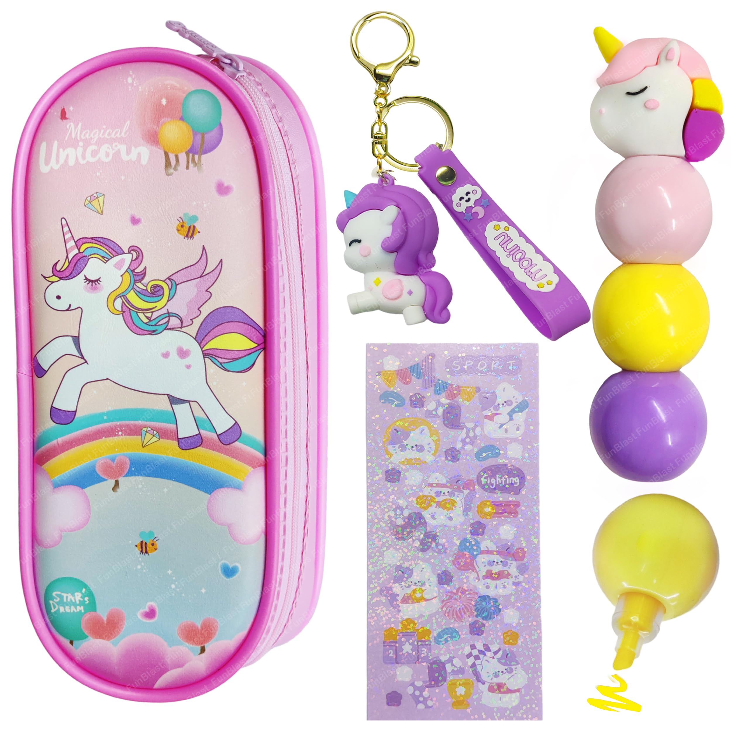 FunBlast Canvas Unicorn Pouches, Unicorn Key Chain, Unicorn Highlighters For Girls, Kawaii Stationary Set For Girls, Aesthetic Stationery Items For School & College Students (Pink) (B0CG1TB7QQ) Amazon Price History, Amazon Price Tracker