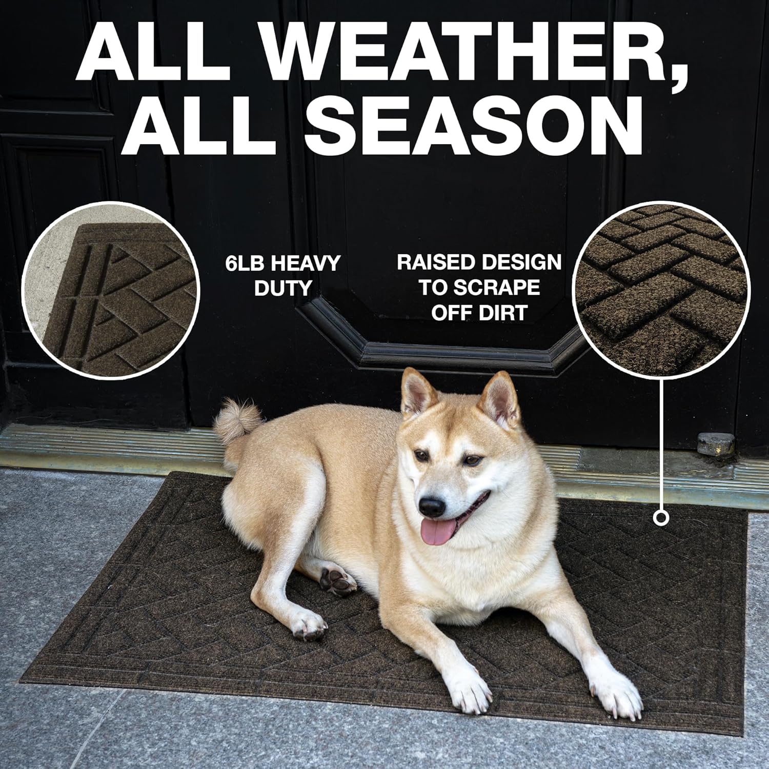 Artisan Entry Front Door Mat - Rubber Back Indoor or Outdoor Entry Rug with Brick Design, Water Absorbing Rug, Made in The USA by Mats Inc, 2' x 3', Walnut