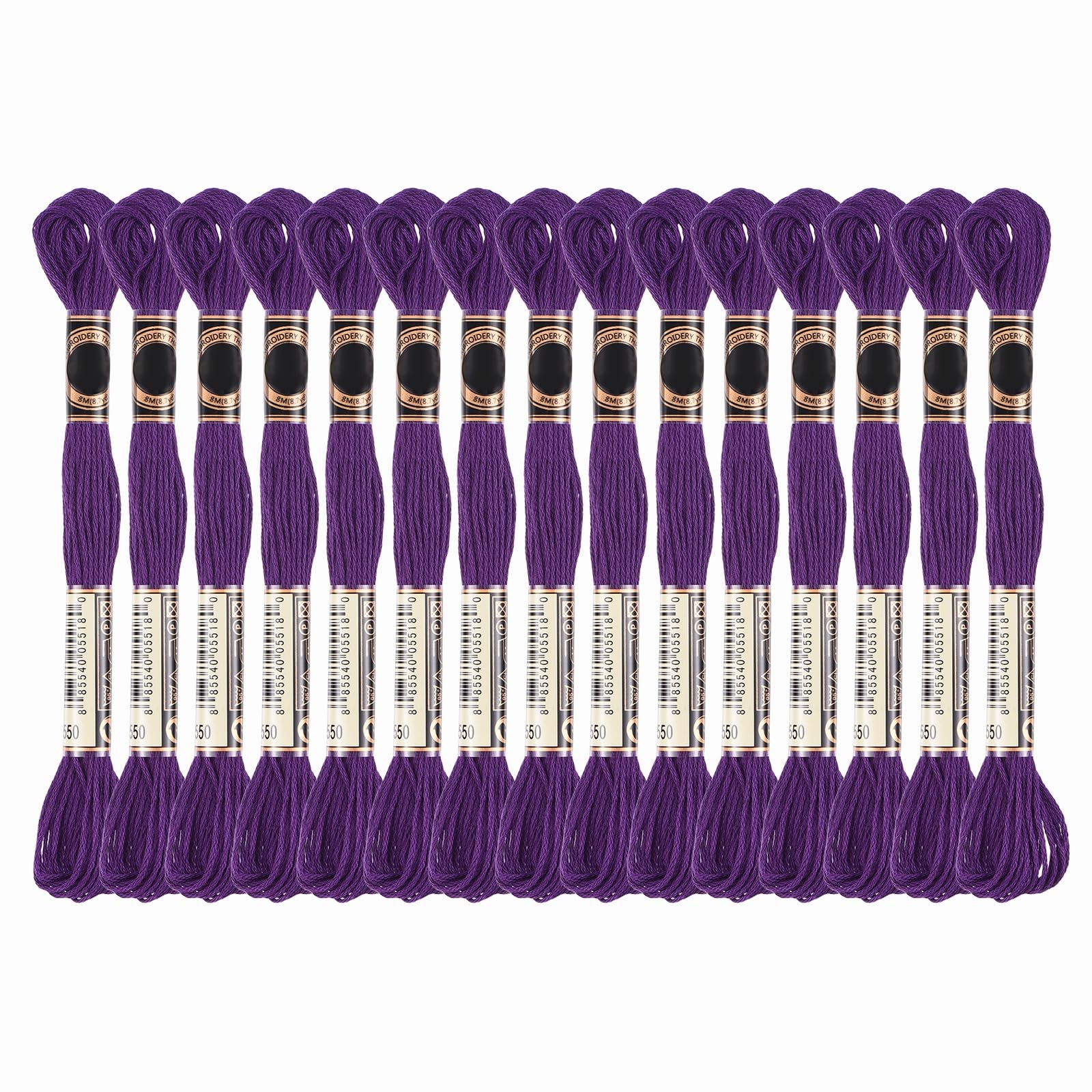 PATIKIL 15 Skeins Embroidery Floss, Solid Colors Polyester Embroidery Threads Friendship Bracelets String for Cross-Stitch Hand Embroidery, Deep Purple