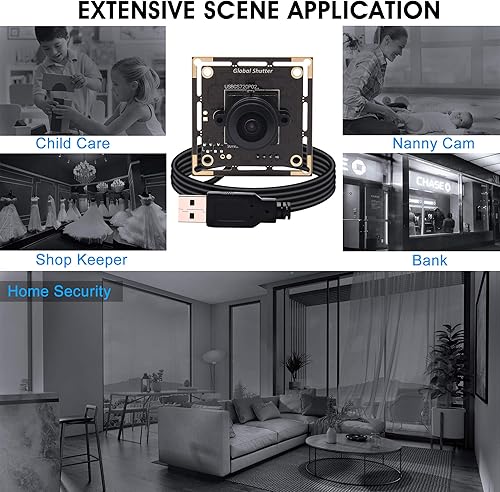 Miniatura 9 de Obturador global USB Fisheye módulo de cámara gran angular 720P 60FPS USB Cámara web para computadora Mini UVC USB2.0 Cámara de PC USB de alta