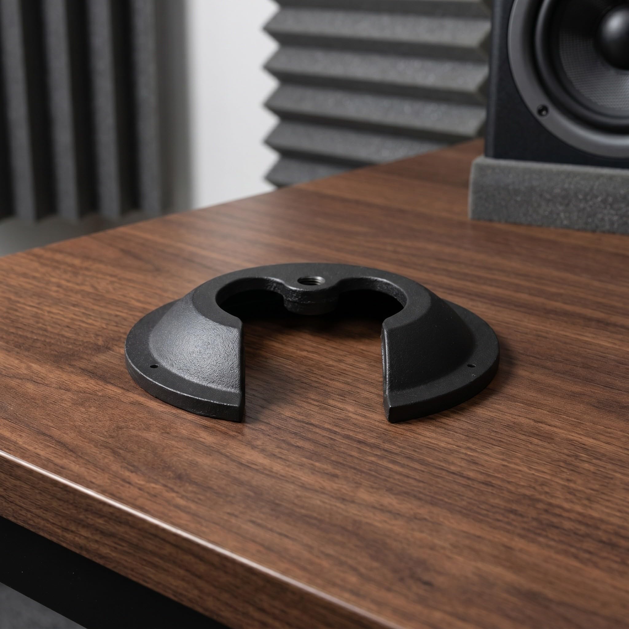 Base Forma a Corno di Bovino Rotonda Base Pesante Vite Rinforzata 245mm in Metallo Nero per Supporto Microfono per Studio Domestico e Ufficio