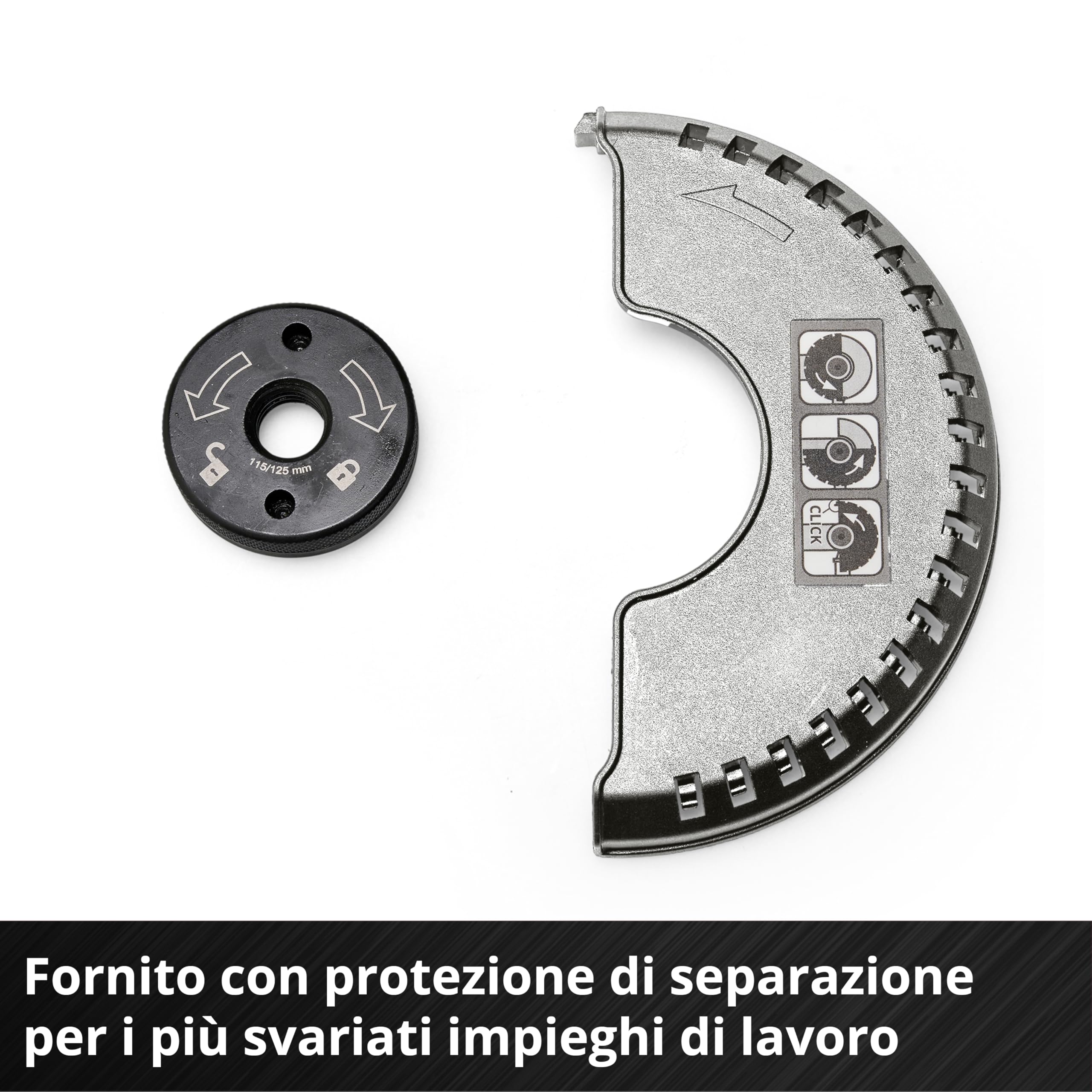 Einhell Smerigliatrice angolare a batteria TE-AG 18/115 Q Li-Solo Power X-Change (18 V, 115 mm di diametro, profondità di taglio 28 mm, scanalatura Quick Fix senza disco da taglio, senza batteria)