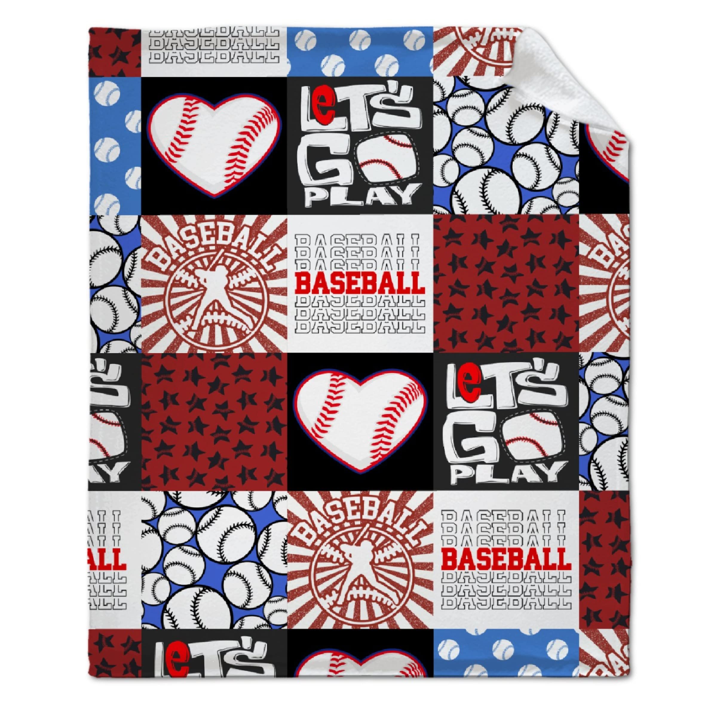 ARTBLANKET Baseball Blanket for Fall Winter Spring All Season Warm Fuzzy 60x50 in for Medium Teen/Travel Microplush Lightweight Thermal Fleece Summer Autumn Blankets for Couch Bed Sofa